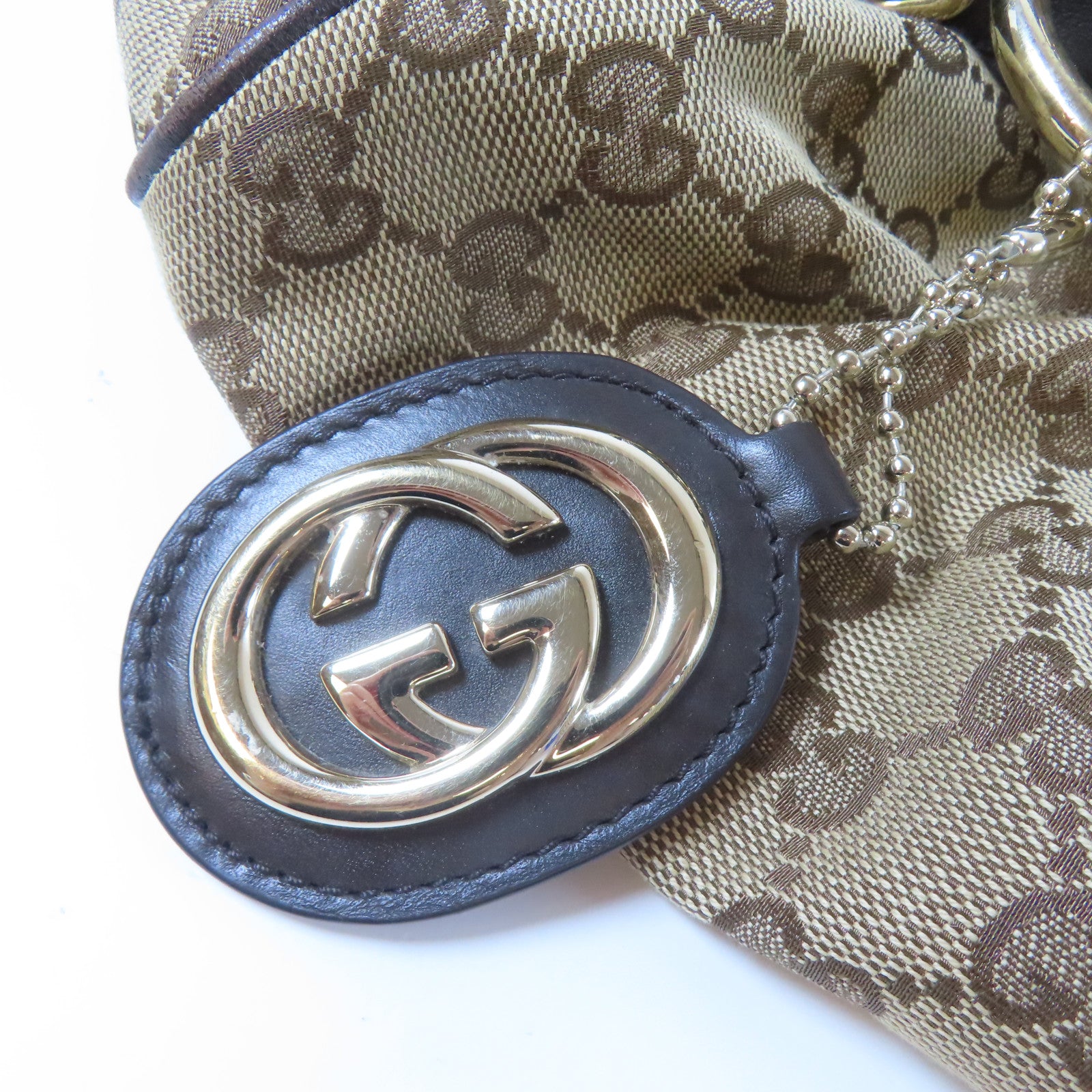 GUCCI 【激減優惠】帆布Sukey Boston Bag金扣手挽肩背兩用袋啡色