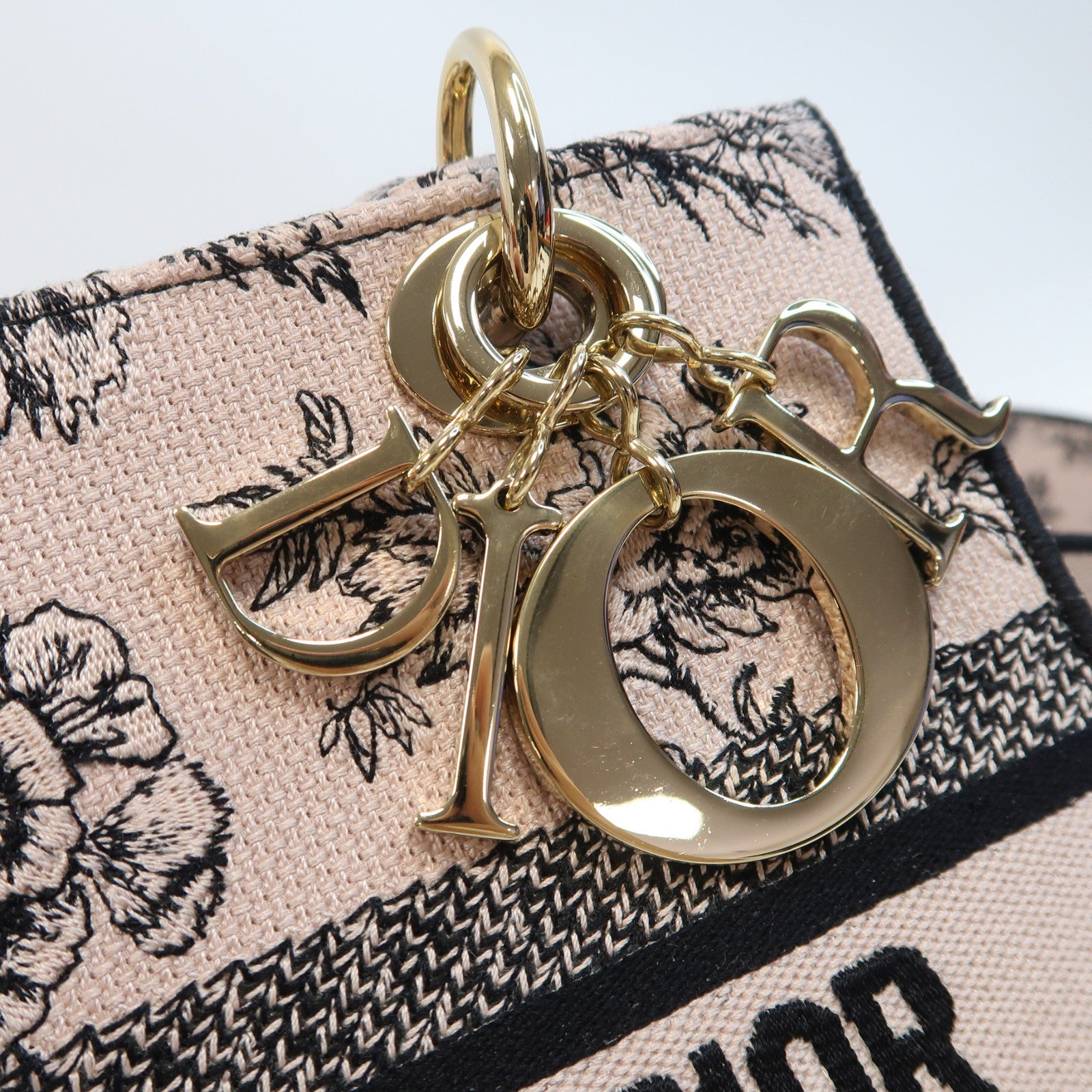 Dior 尼龍Lady Dior Handbag金扣手挽肩背兩用袋粉紅色