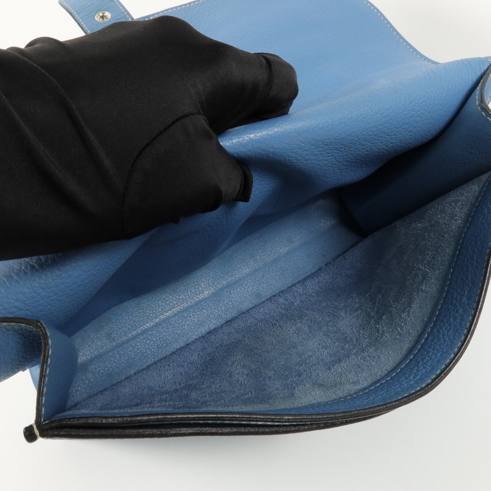 HERMES Clemence皮革Sack Adepeche手挽袋Bleu Jean