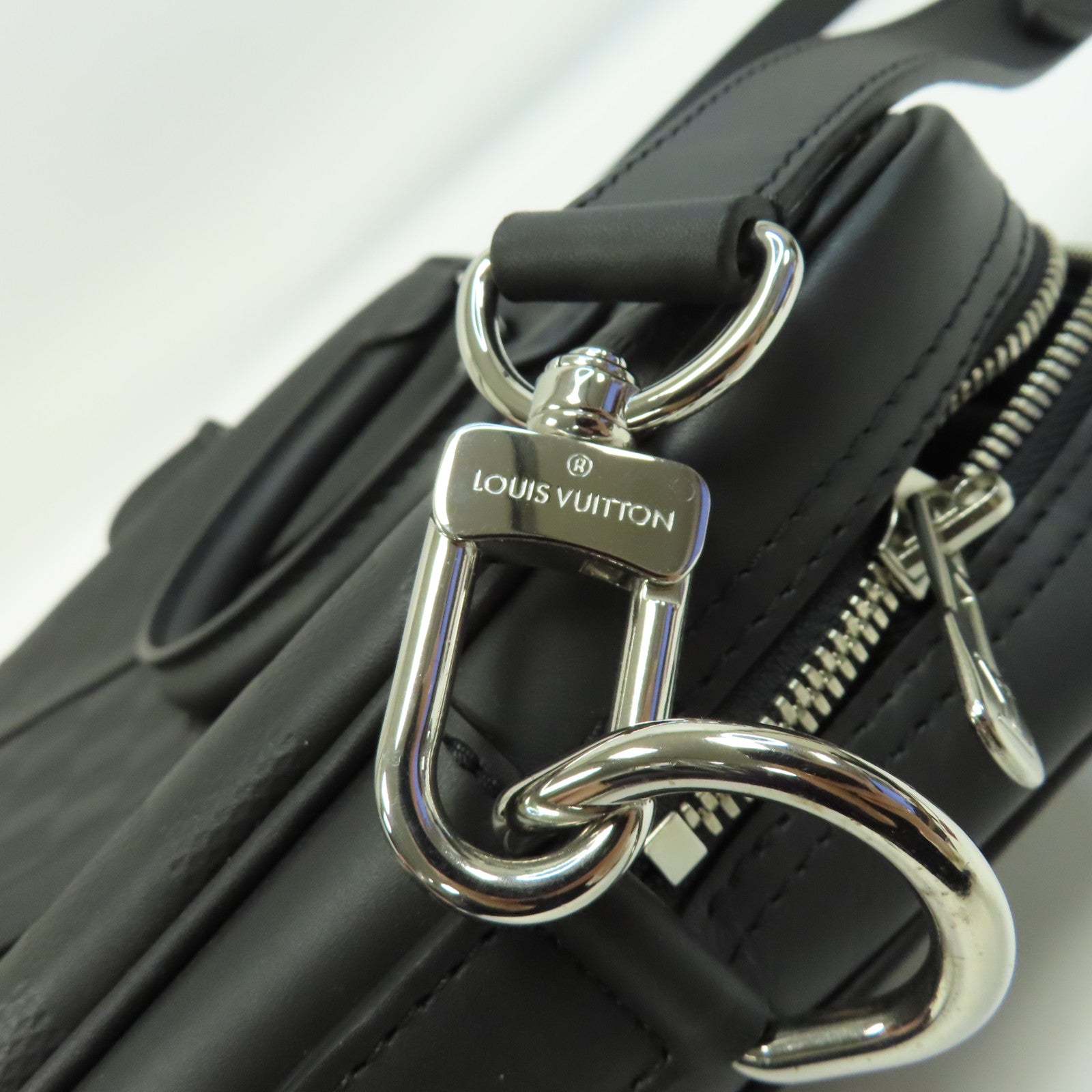 LOUIS VUITTON Damier Infini Porte-Documents Voyage NM銀扣手挽肩背兩用袋黑色