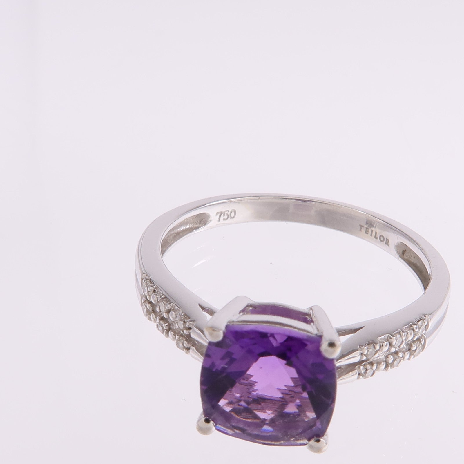 JEWELRY 18K白金Amethyst Diamond Ring紫晶/鑽石戒指US#6.25