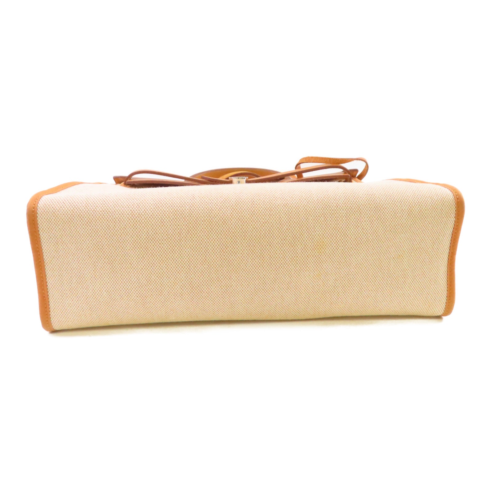 HERMES Toile-H帆布Herbag TPM 2Way Shoulder Bag銀扣手挽肩背兩用袋Beton冰川白色
