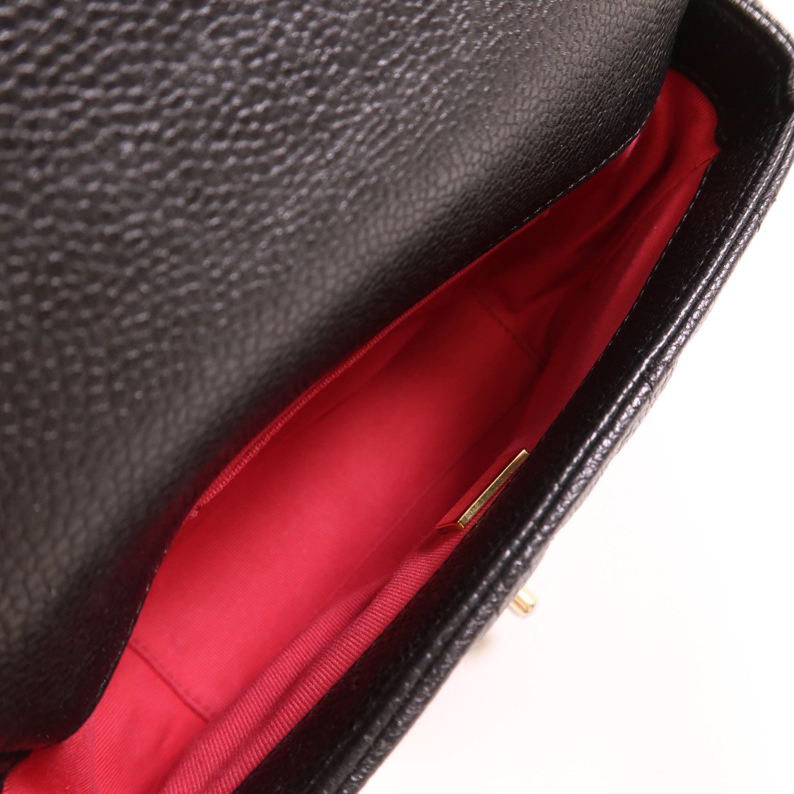 CHANEL 菱格牛皮皮革Chain Shoulder Bag金扣鏈帶肩背袋黑色