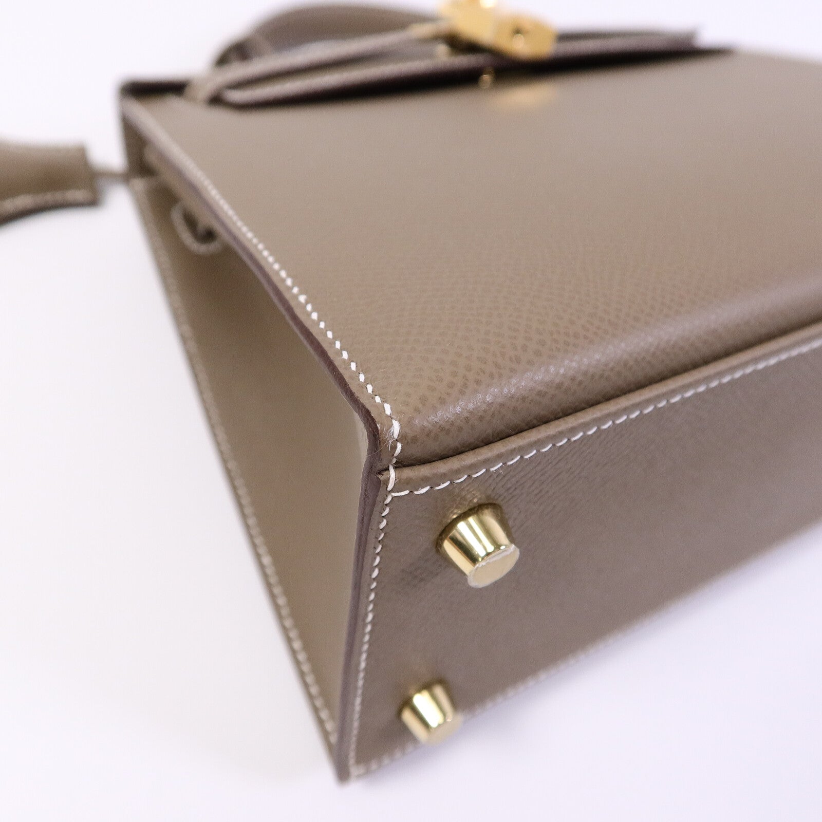HERMES Epsom皮革Kelly 25手挽肩背兩用袋Etoupe