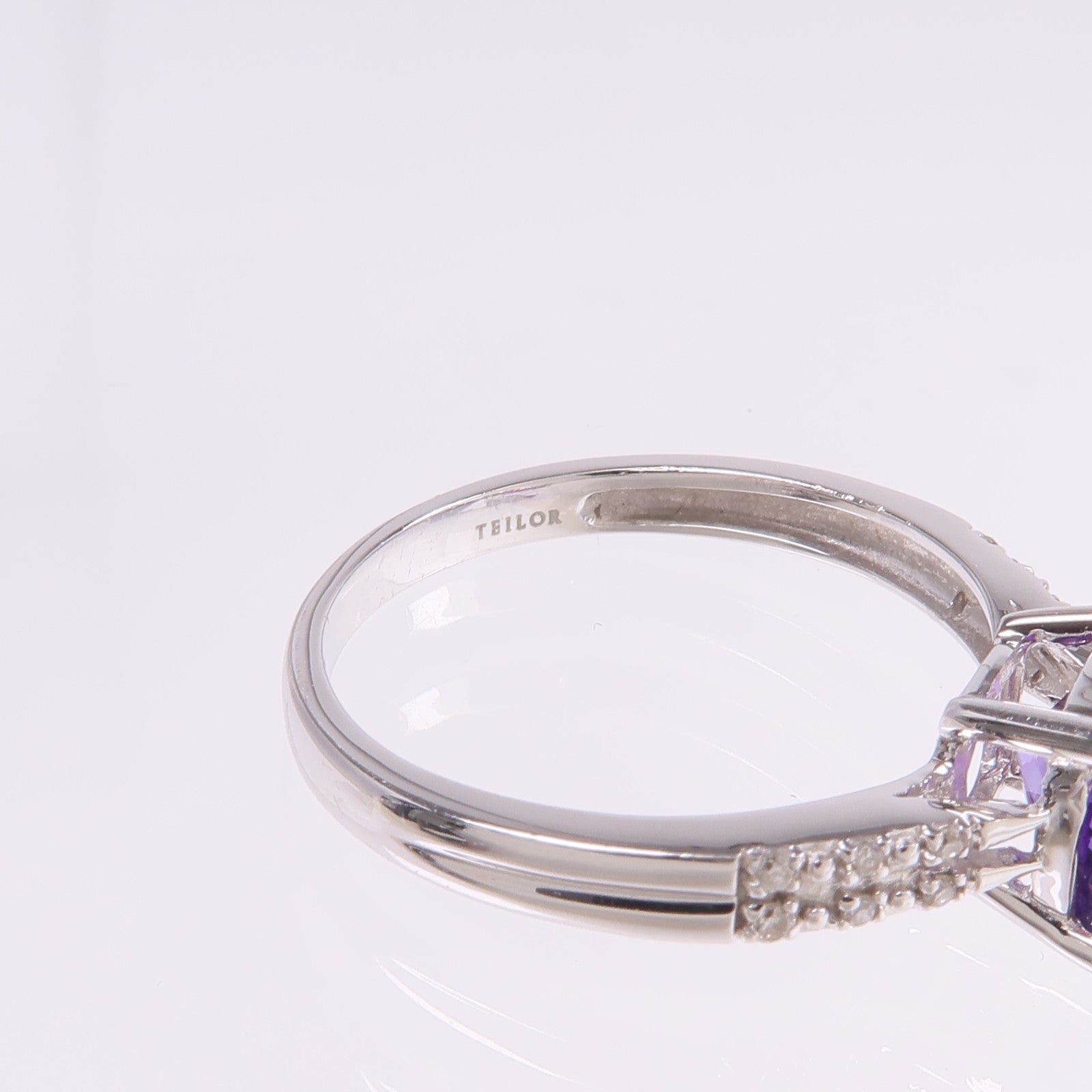 JEWELRY 18K白金Amethyst Diamond Ring紫晶/鑽石戒指US#6.25