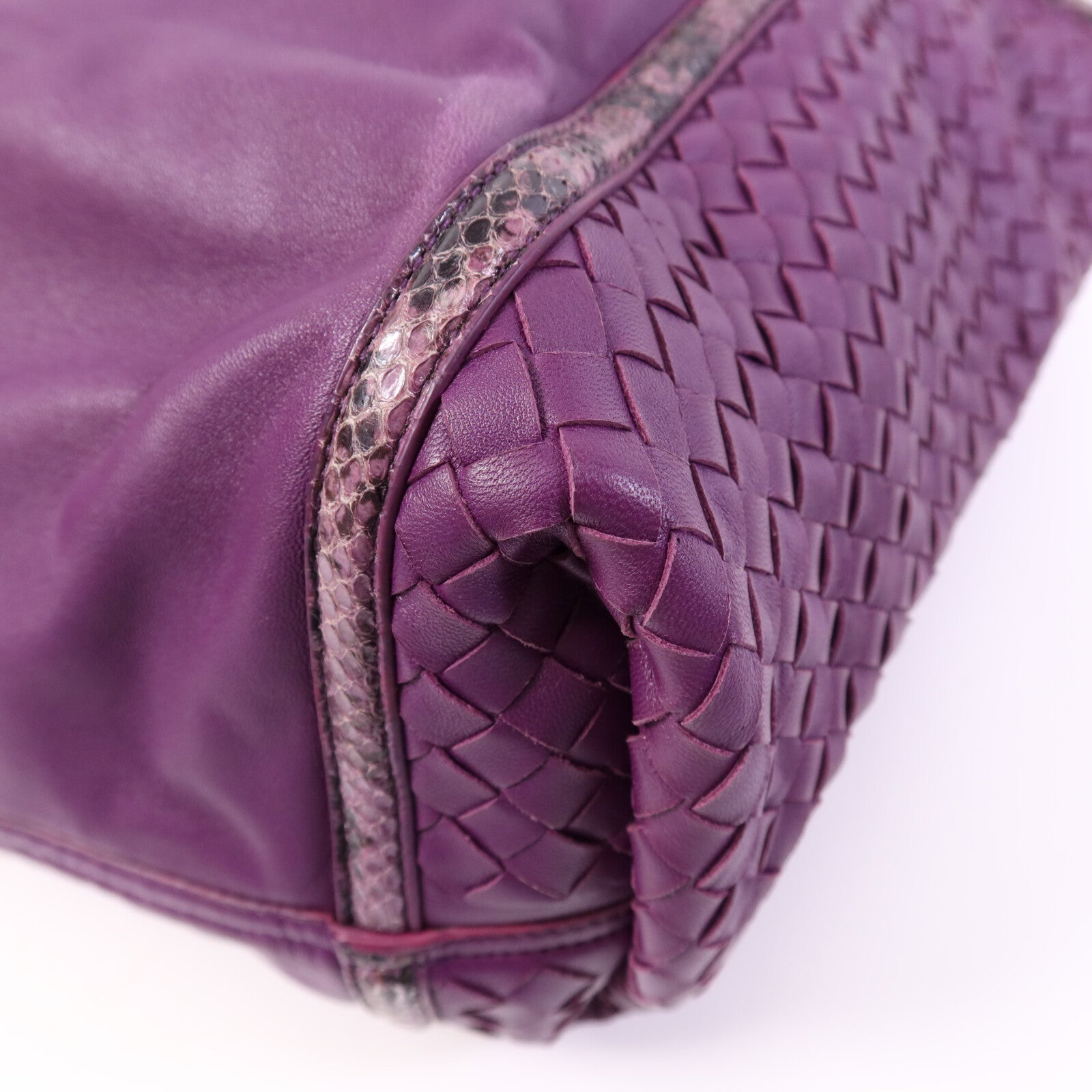 BOTTEGA VENETA 羊皮/蛇皮皮革Tote Bag銀扣手挽袋