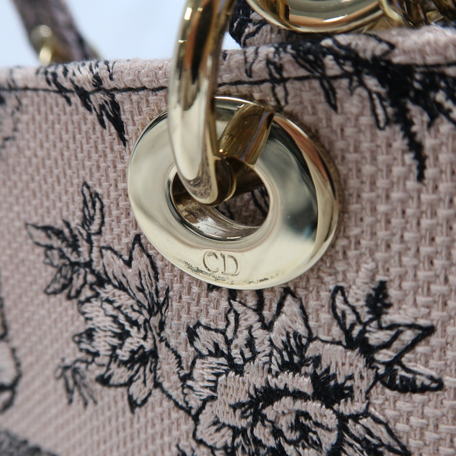 Dior 尼龍Lady Dior Handbag金扣手挽肩背兩用袋粉紅色
