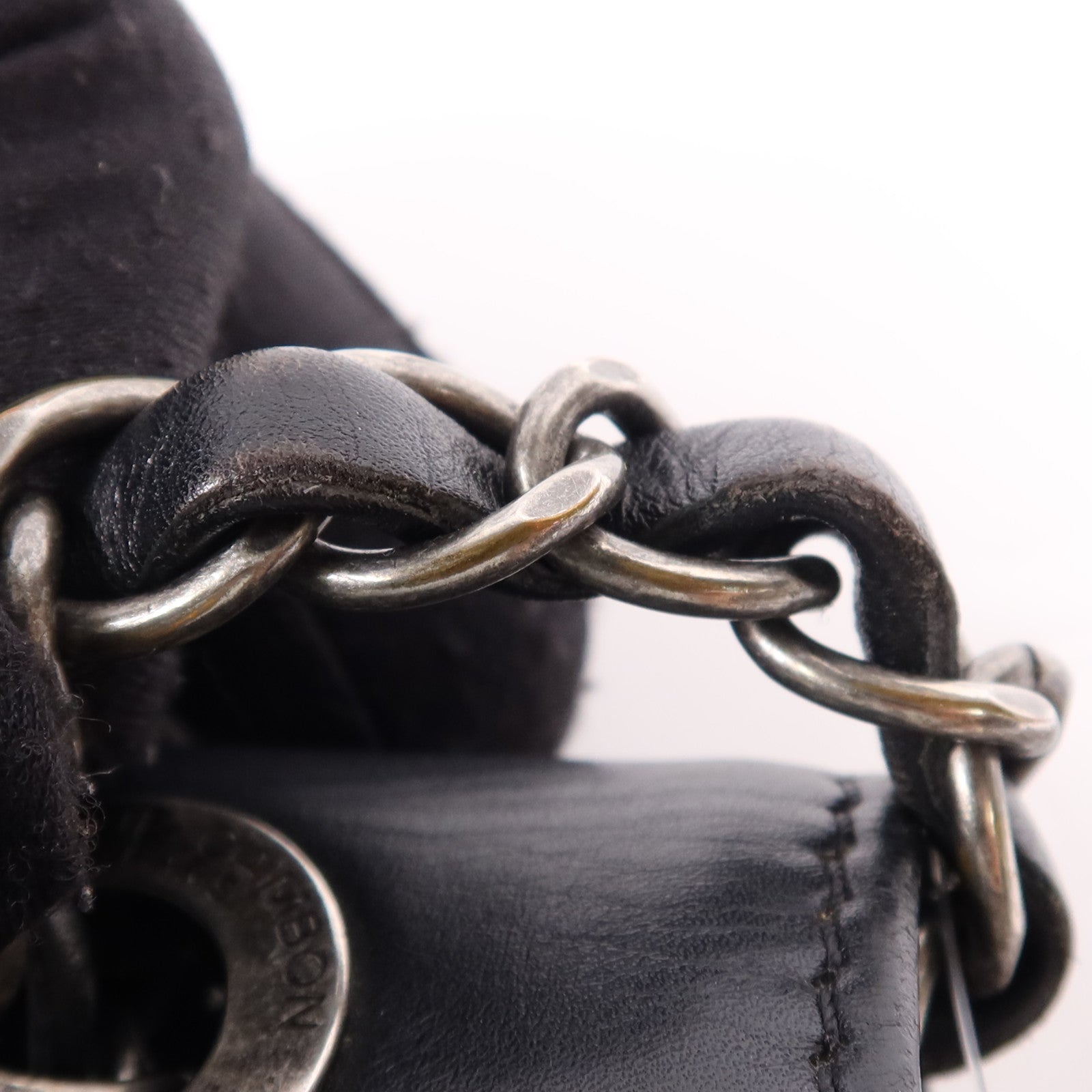 CHANEL 羊皮皮革Shoulder Bag銀扣鏈帶肩背袋