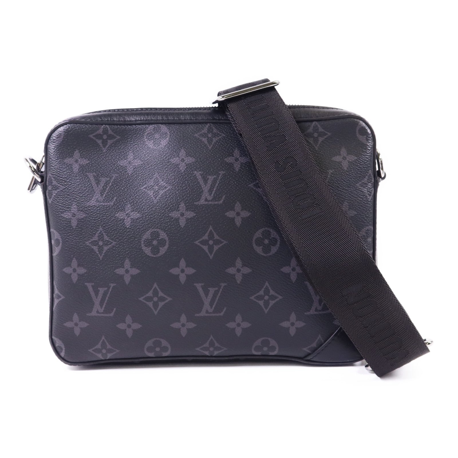 LOUIS VUITTON Monogram Eclipse Reverse Trio Messenger銀扣肩背袋灰色