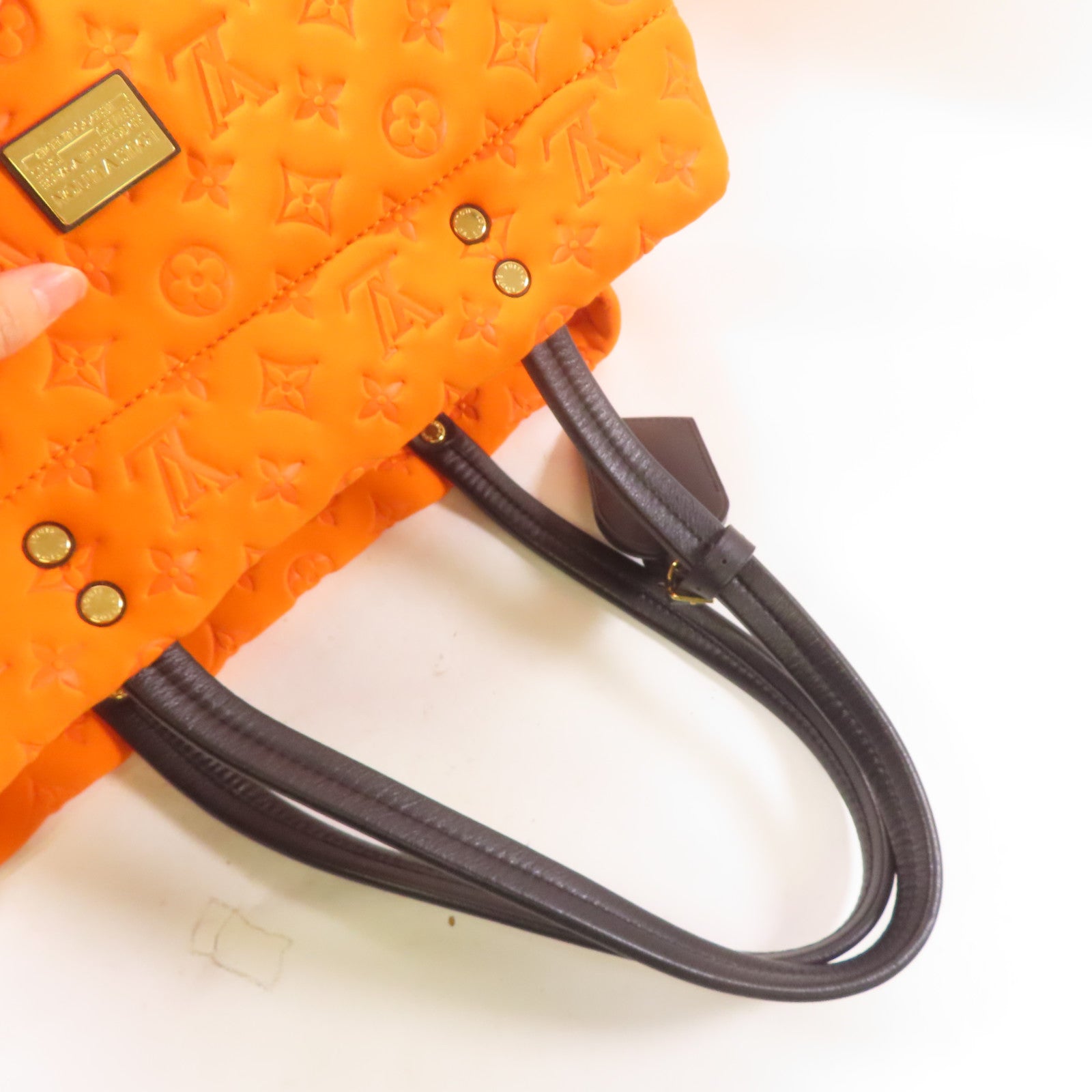 LOUIS VUITTON Monogram Neoprene Scaba MM金扣手挽袋橙色