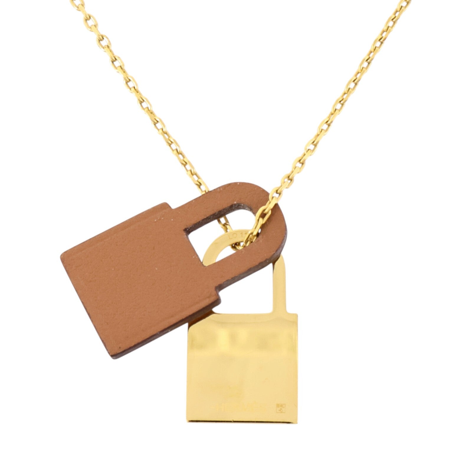 HERMES Swift皮革/金屬O Kelly Pendant Necklace項鏈