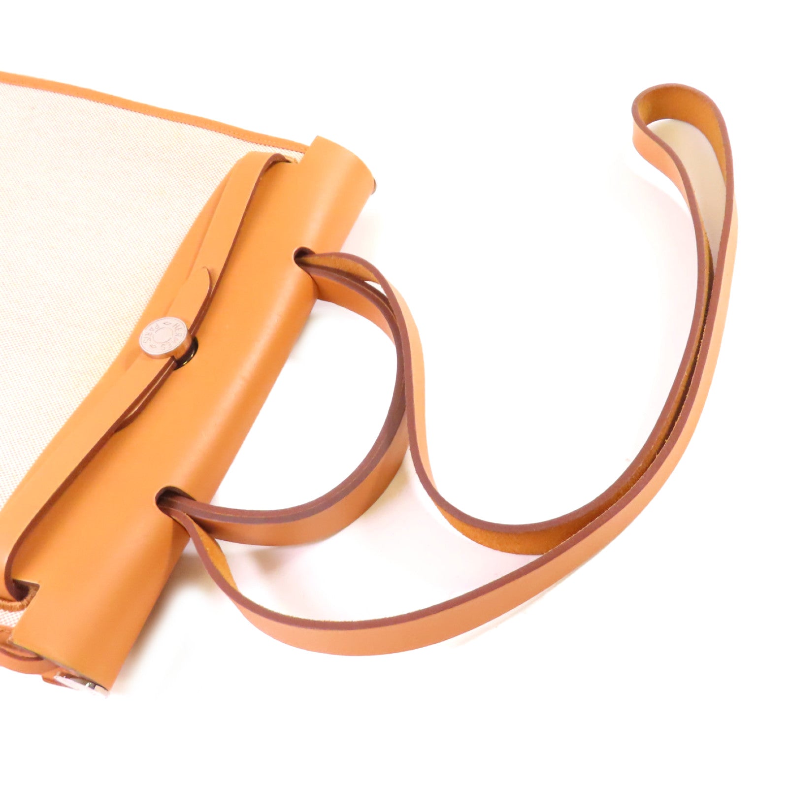 HERMES Toile-H帆布Herbag TPM 2Way Shoulder Bag銀扣手挽肩背兩用袋Beton冰川白色