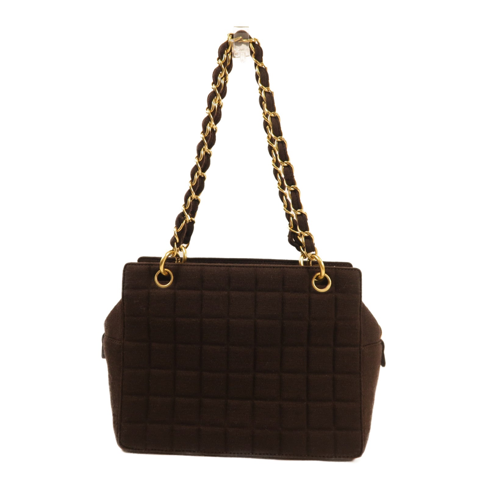 CHANEL CC Vintage Chain Shoulder Bag Canvas Brown