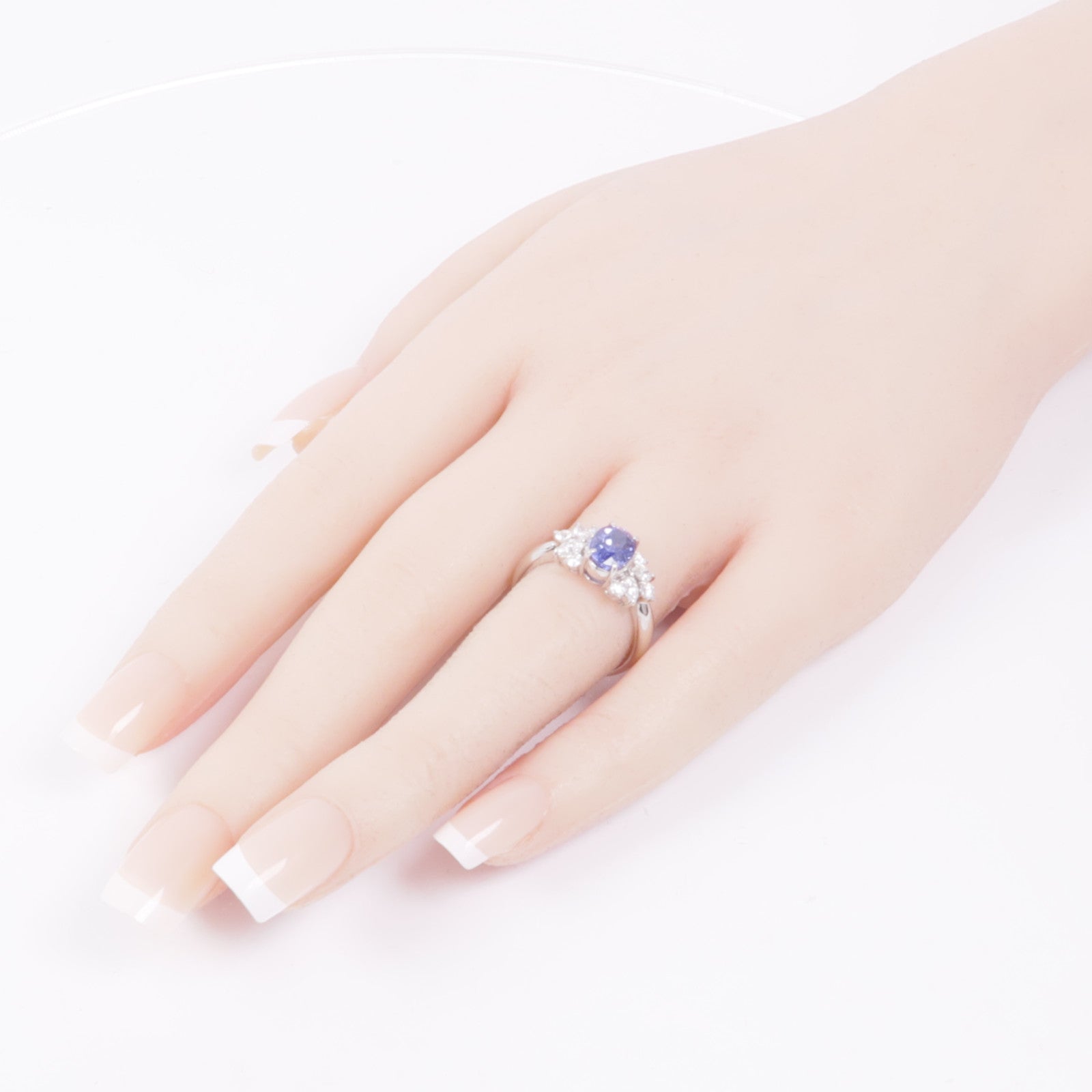 JEWELRY 【激減優惠】PT900鉑金Tanzanite/Diamond Ring坦桑石/鑽石戒指US#6.75