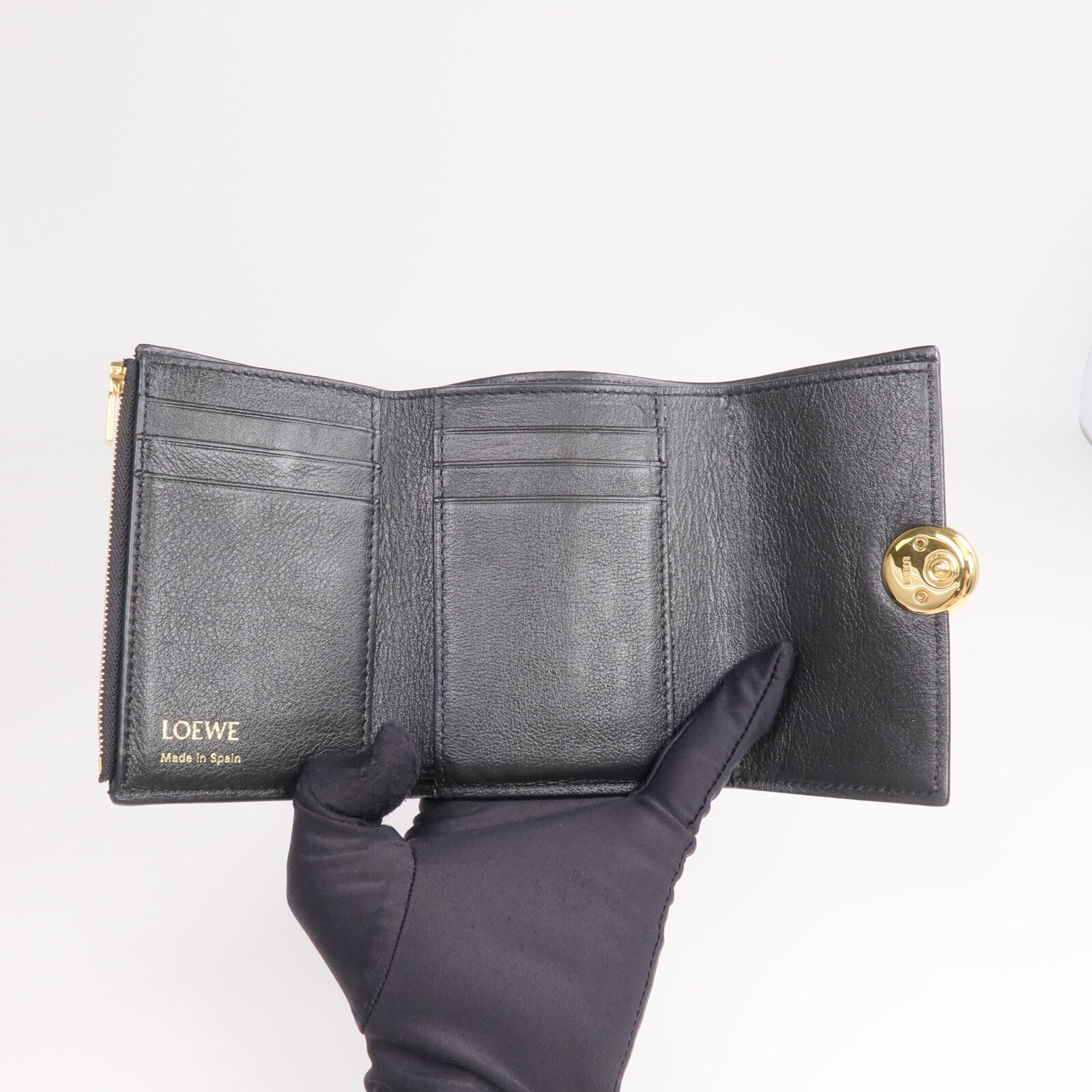 LOEWE 牛皮皮革Pebble Small Vertical Wallet金扣錢包