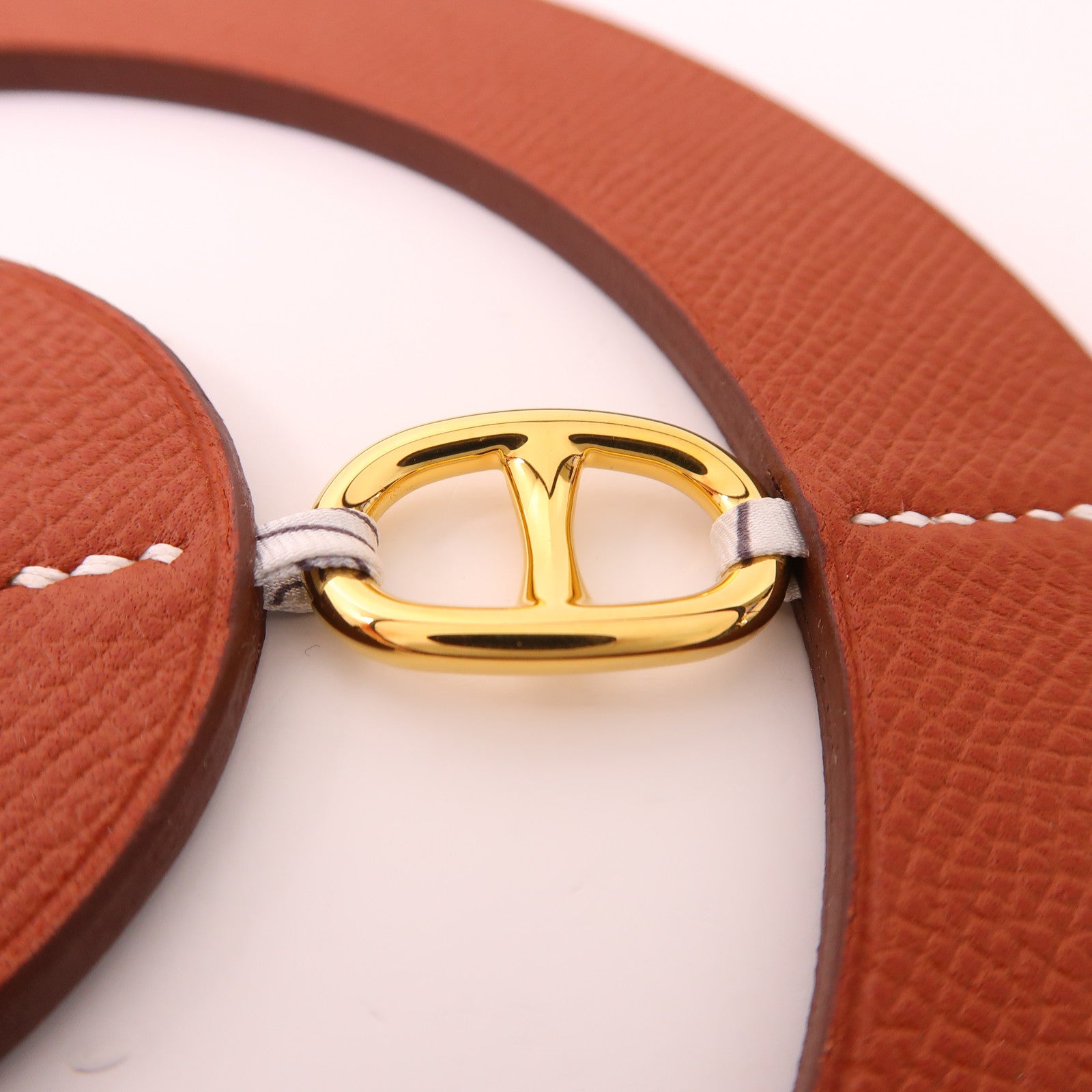 HERMES GHW Home Decor Charm Calfskin Leather Brown