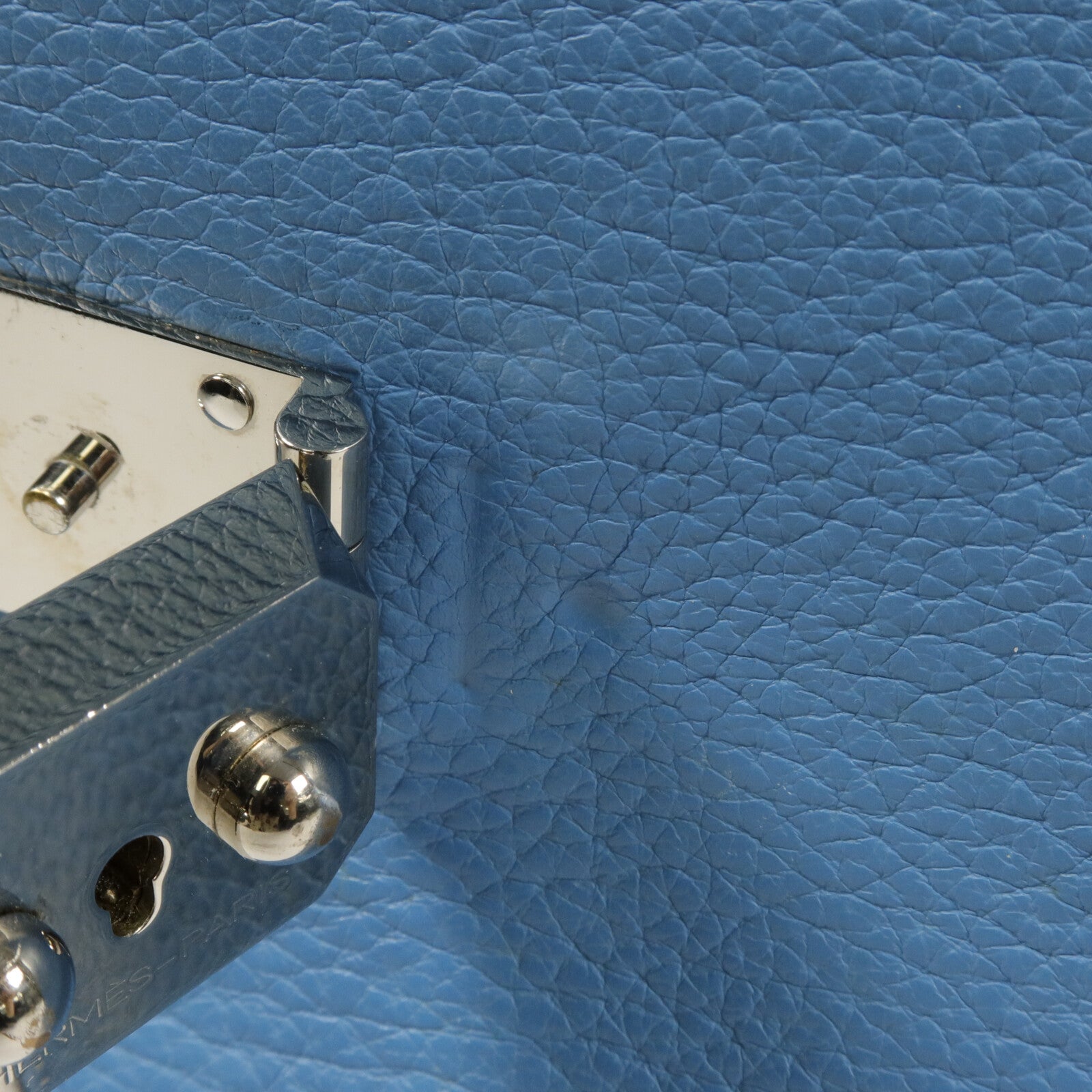 HERMES Clemence皮革Sack Adepeche手挽袋Bleu Jean