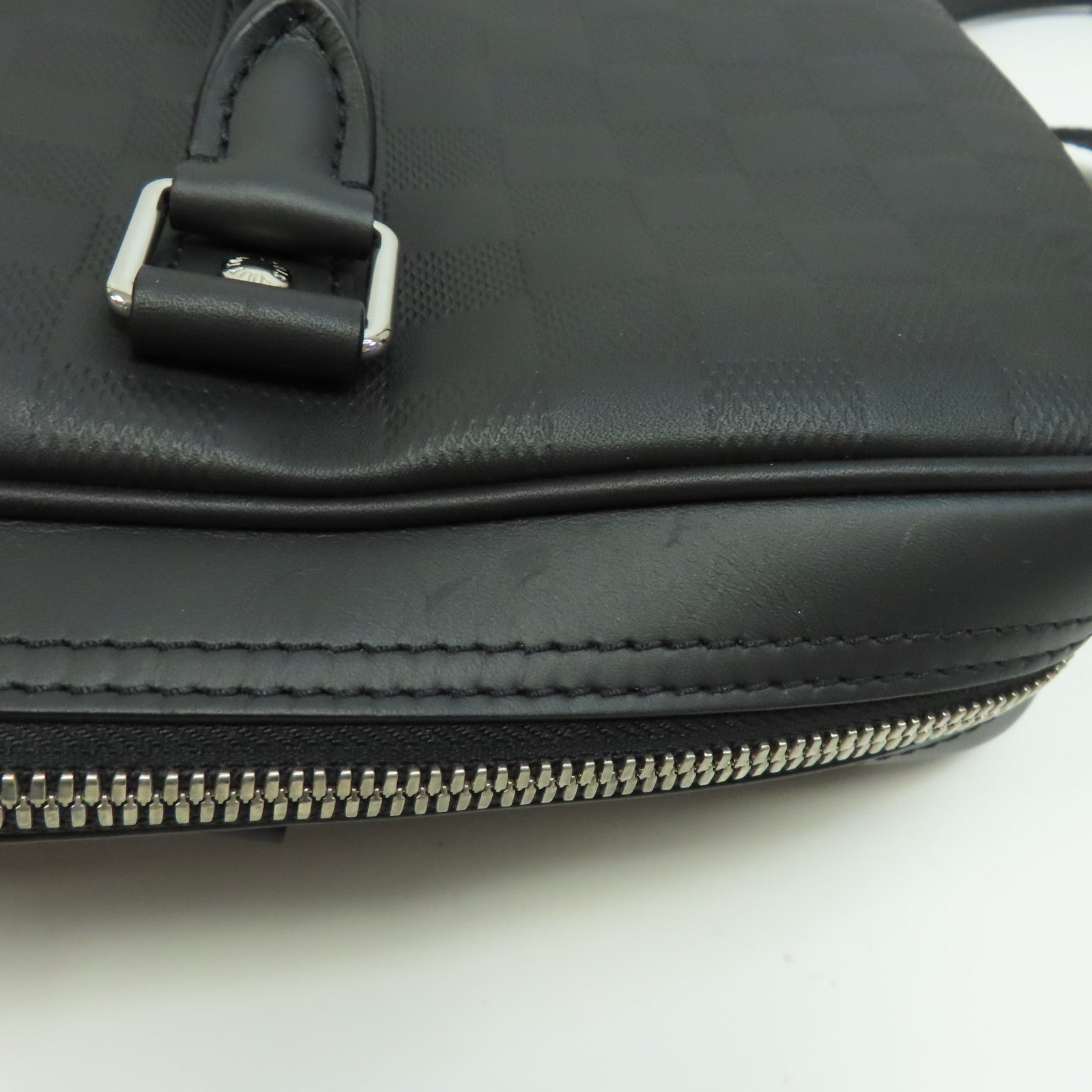 LOUIS VUITTON Damier Infini Porte-Documents Voyage NM銀扣手挽肩背兩用袋黑色