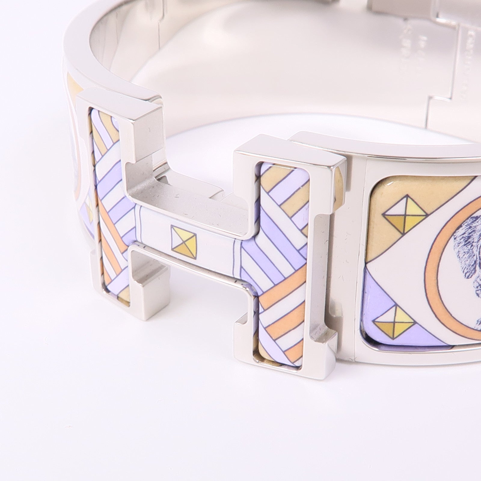 HERMES PHW Clic Clac H Bracelet Metal Enamel Multicolor