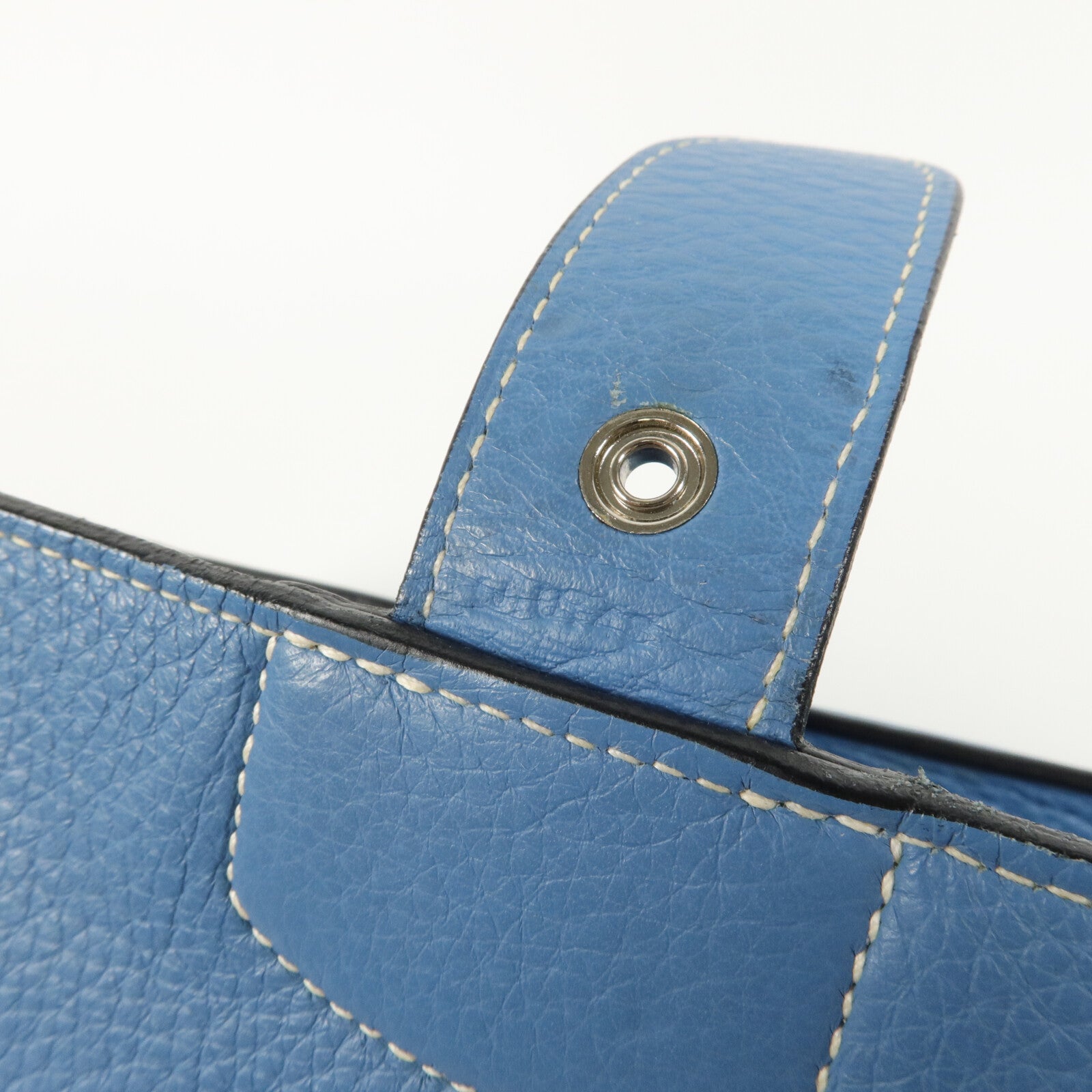 HERMES Clemence皮革Sack Adepeche手挽袋Bleu Jean