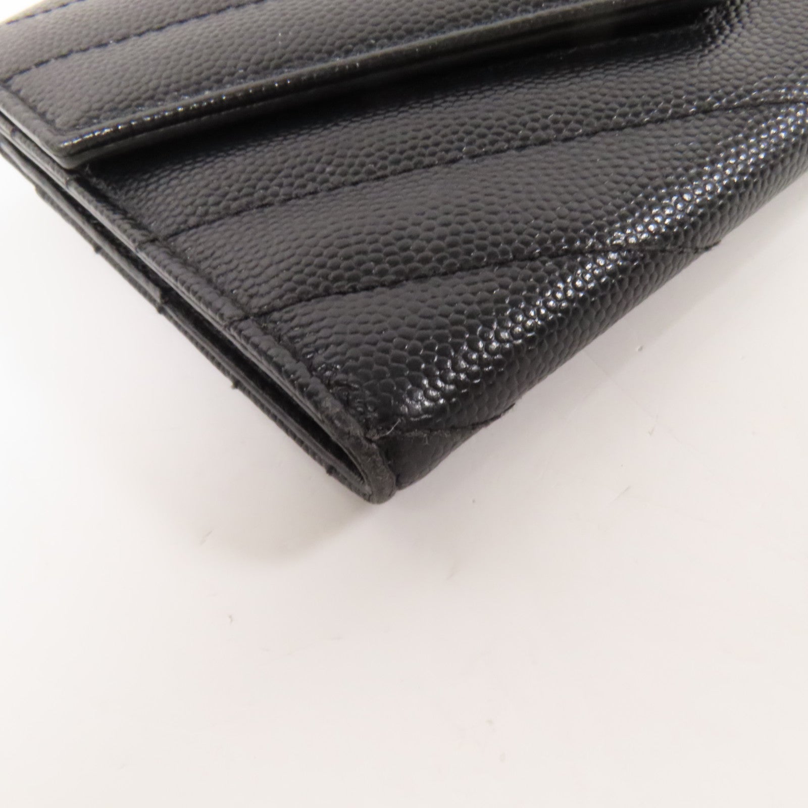 YVES SAINT LAURENT 牛皮皮革Fold Wallet銀扣錢包