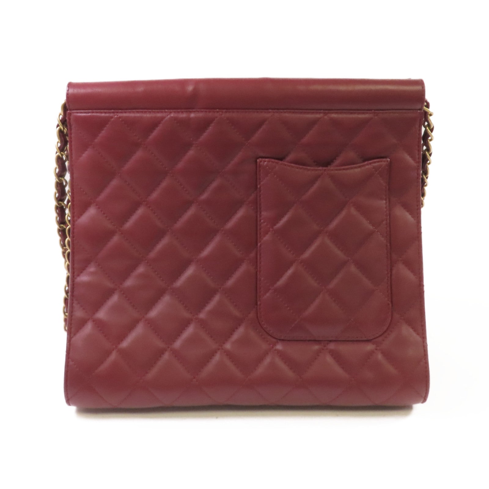 CHANEL 【激減優惠】菱格牛皮皮革Chain Shoulder Bag金扣鏈帶肩背袋酒紅色