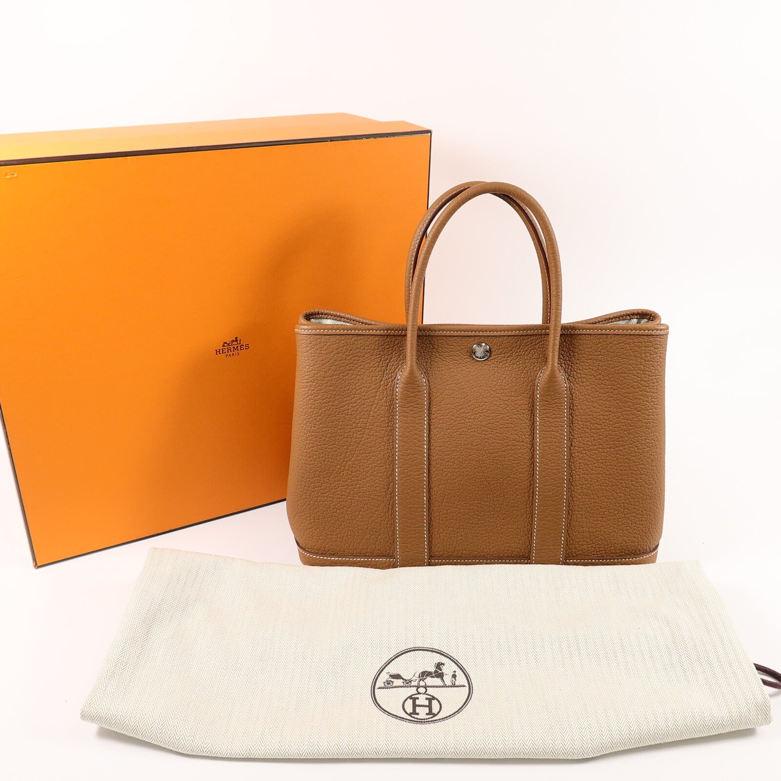 HERMES Negonda皮革Garden Party TPM手挽袋Gold
