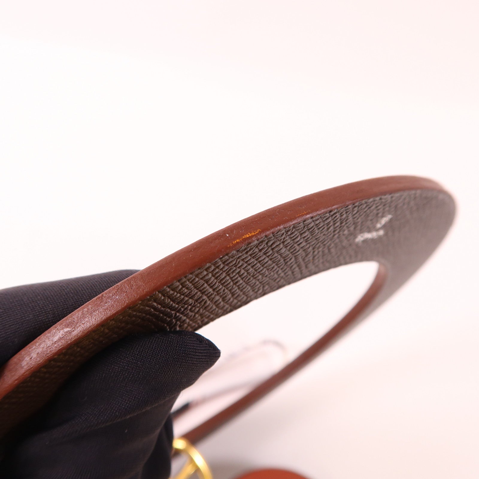 HERMES GHW Home Decor Charm Calfskin Leather Brown