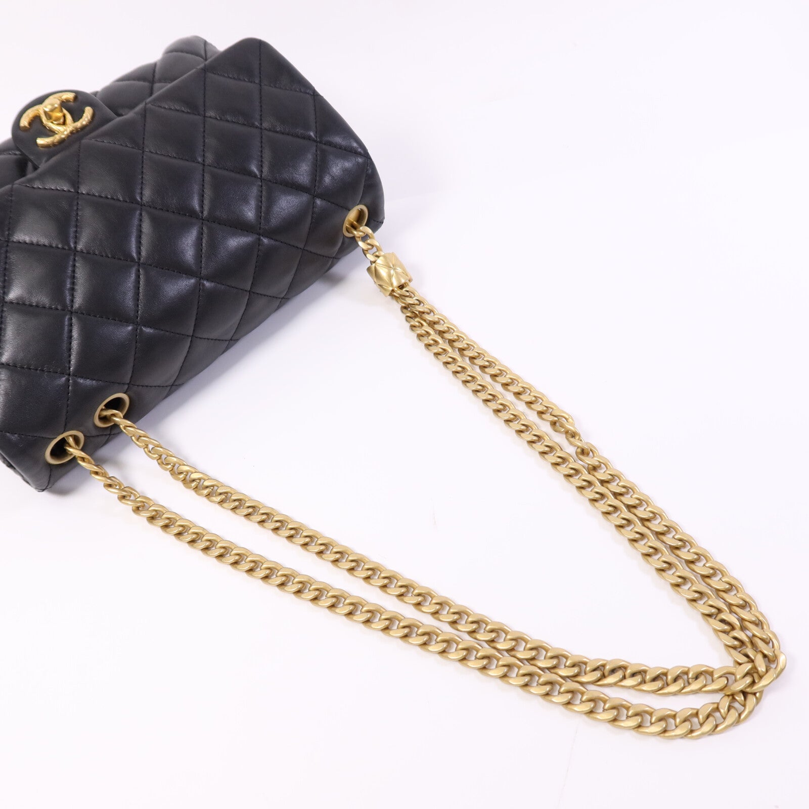 CHANEL 羊皮皮革Chain Shoulder Bag金扣鏈帶肩背袋