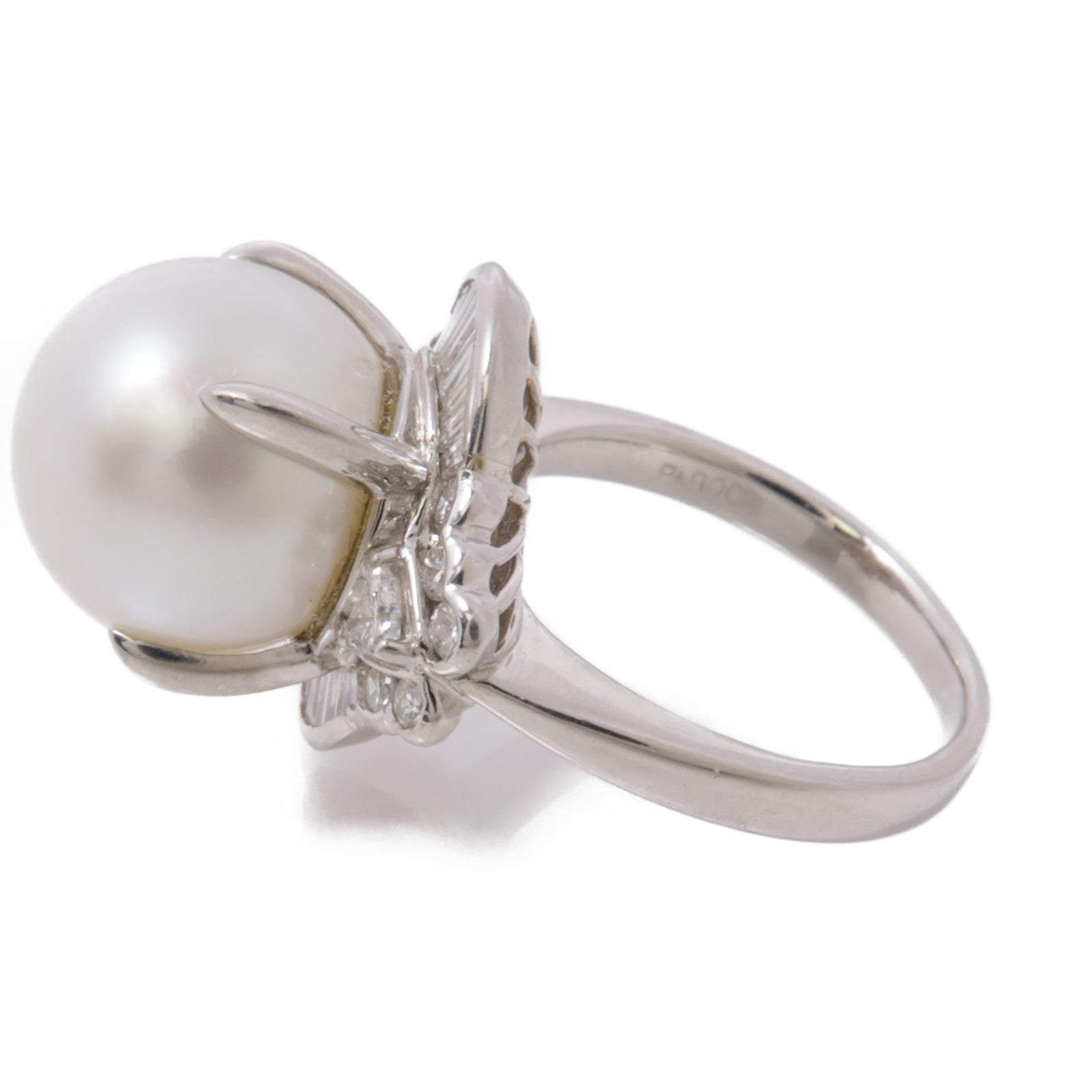JEWELRY PT900鉑金Pearl Diamond Ring珍珠/鑽石戒指US#6