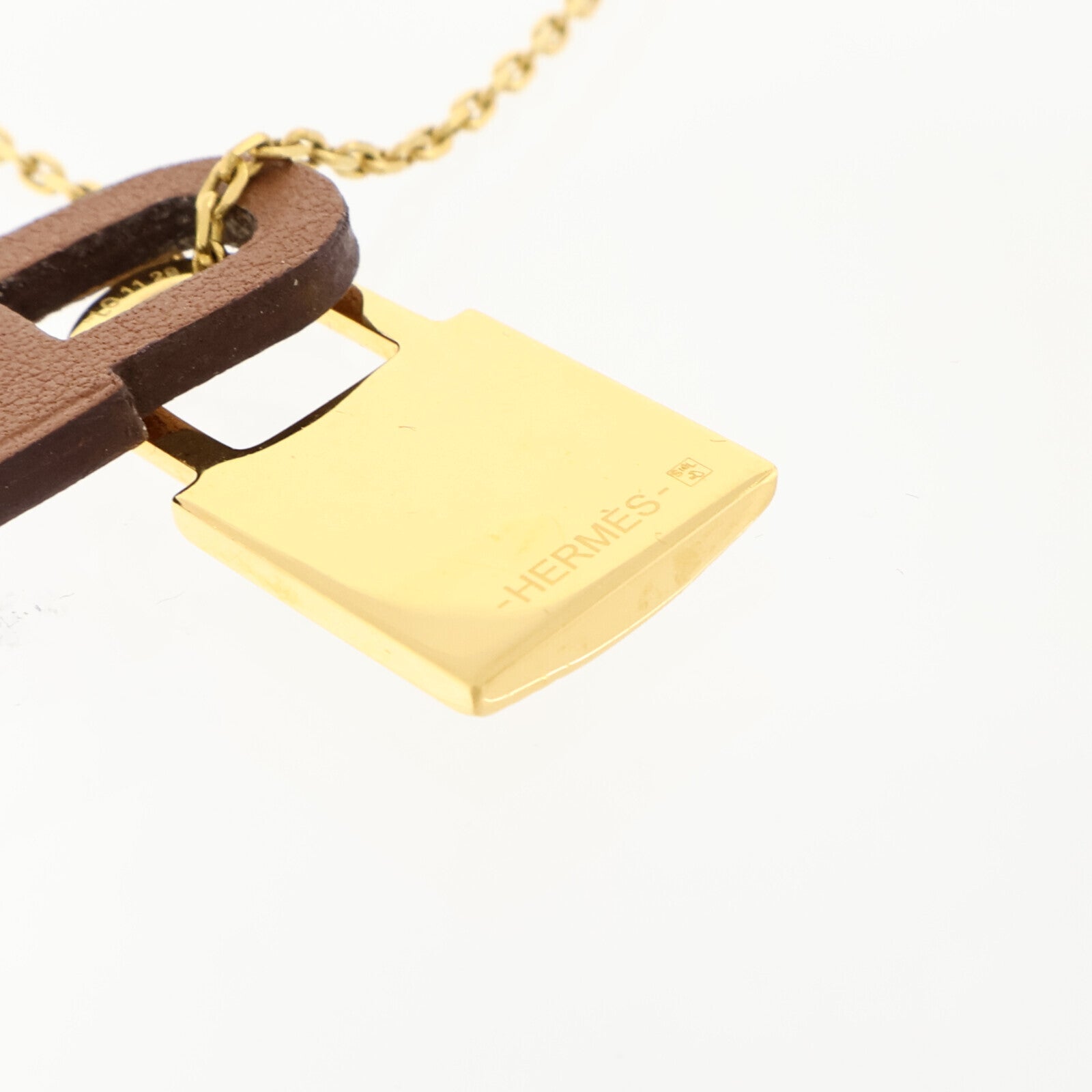 HERMES Swift皮革/金屬O Kelly Pendant Necklace項鏈