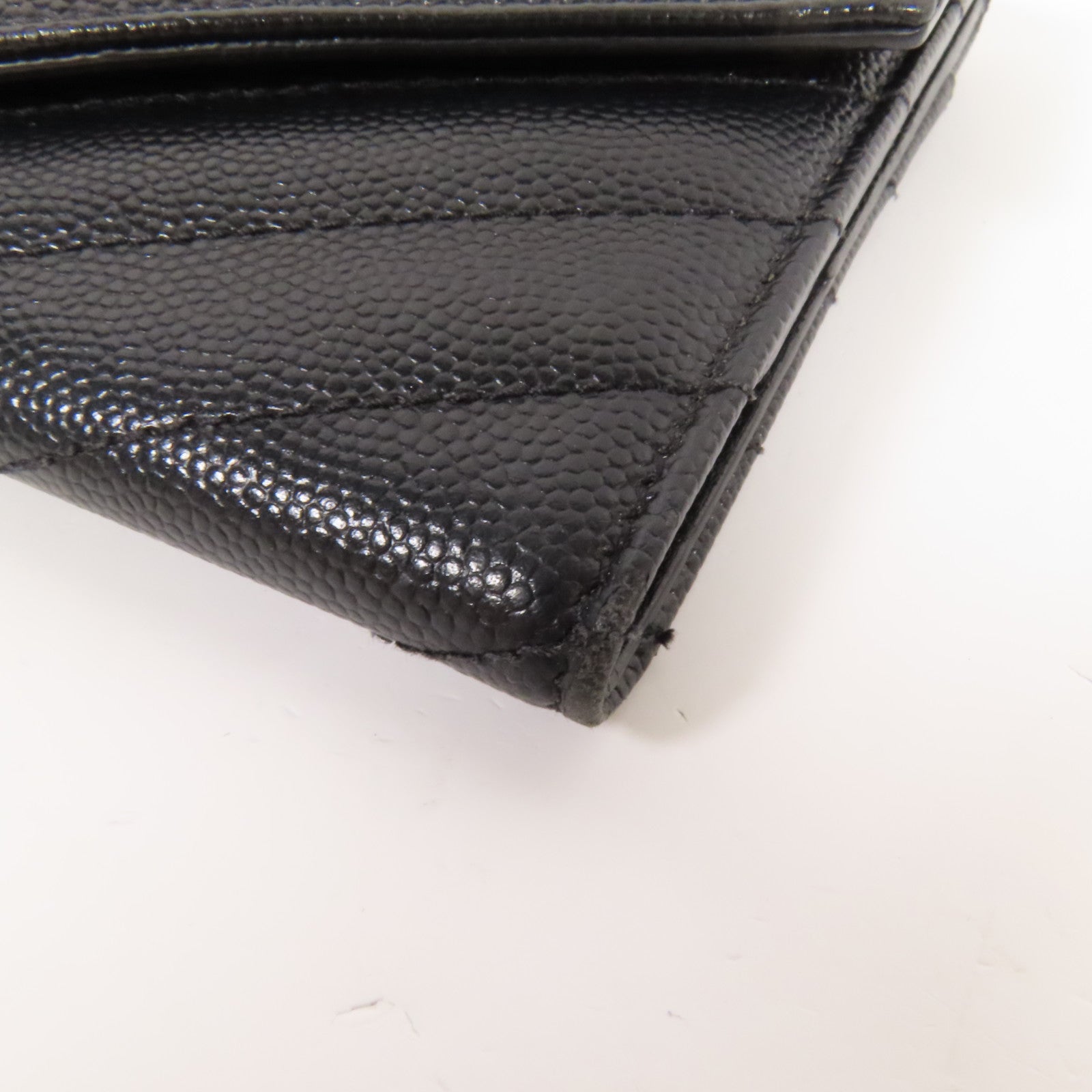 YVES SAINT LAURENT 牛皮皮革Fold Wallet銀扣錢包