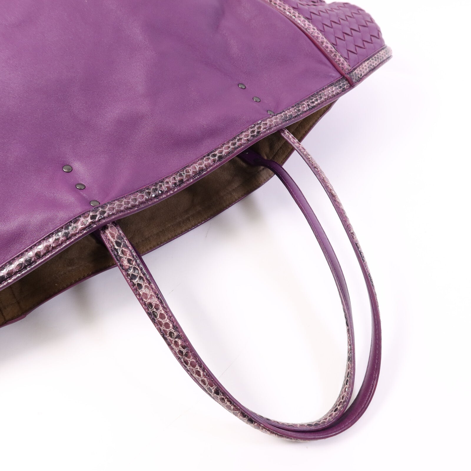 BOTTEGA VENETA 羊皮/蛇皮皮革Tote Bag銀扣手挽袋
