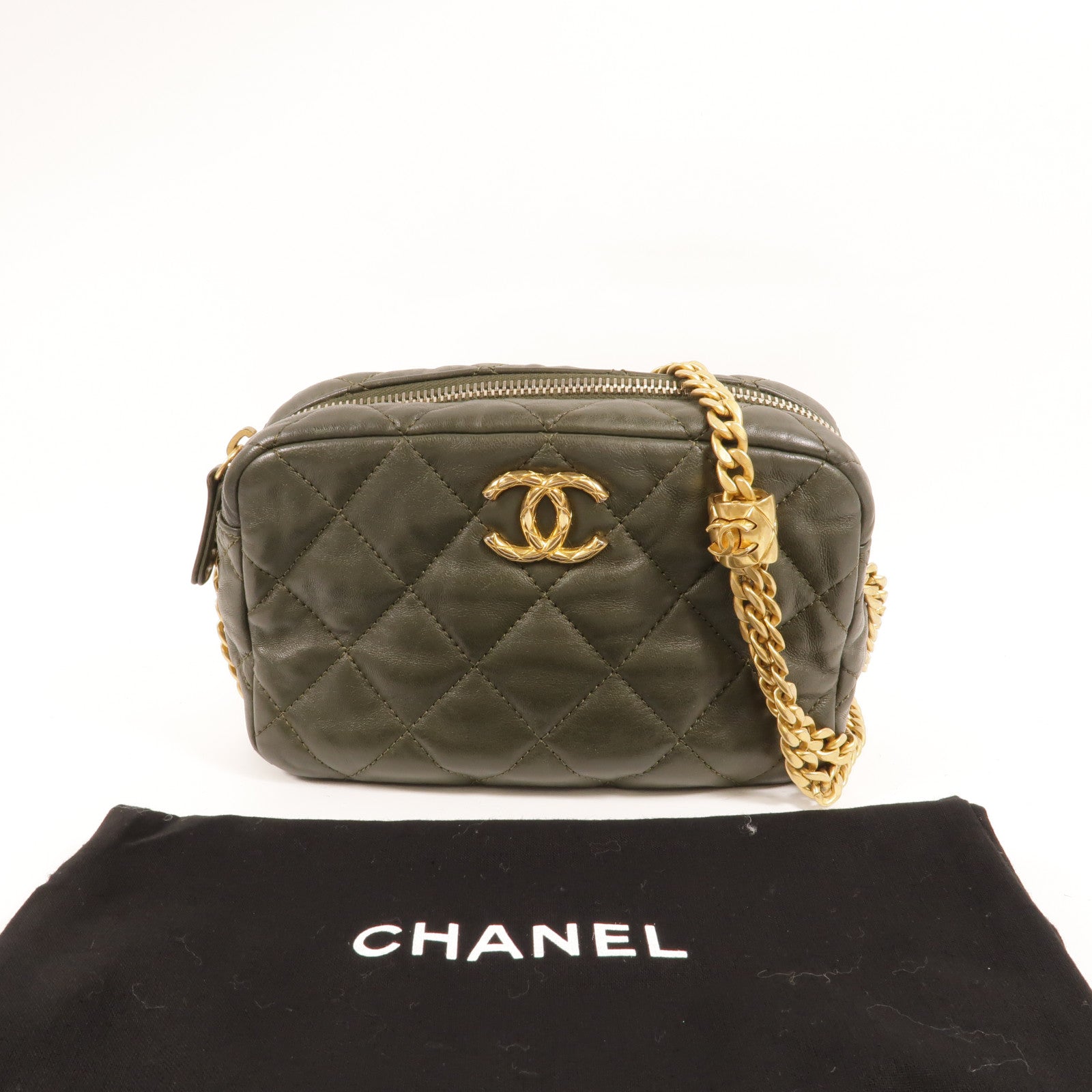 CHANEL 牛皮皮革Camera Bag Gold Ball肩背袋