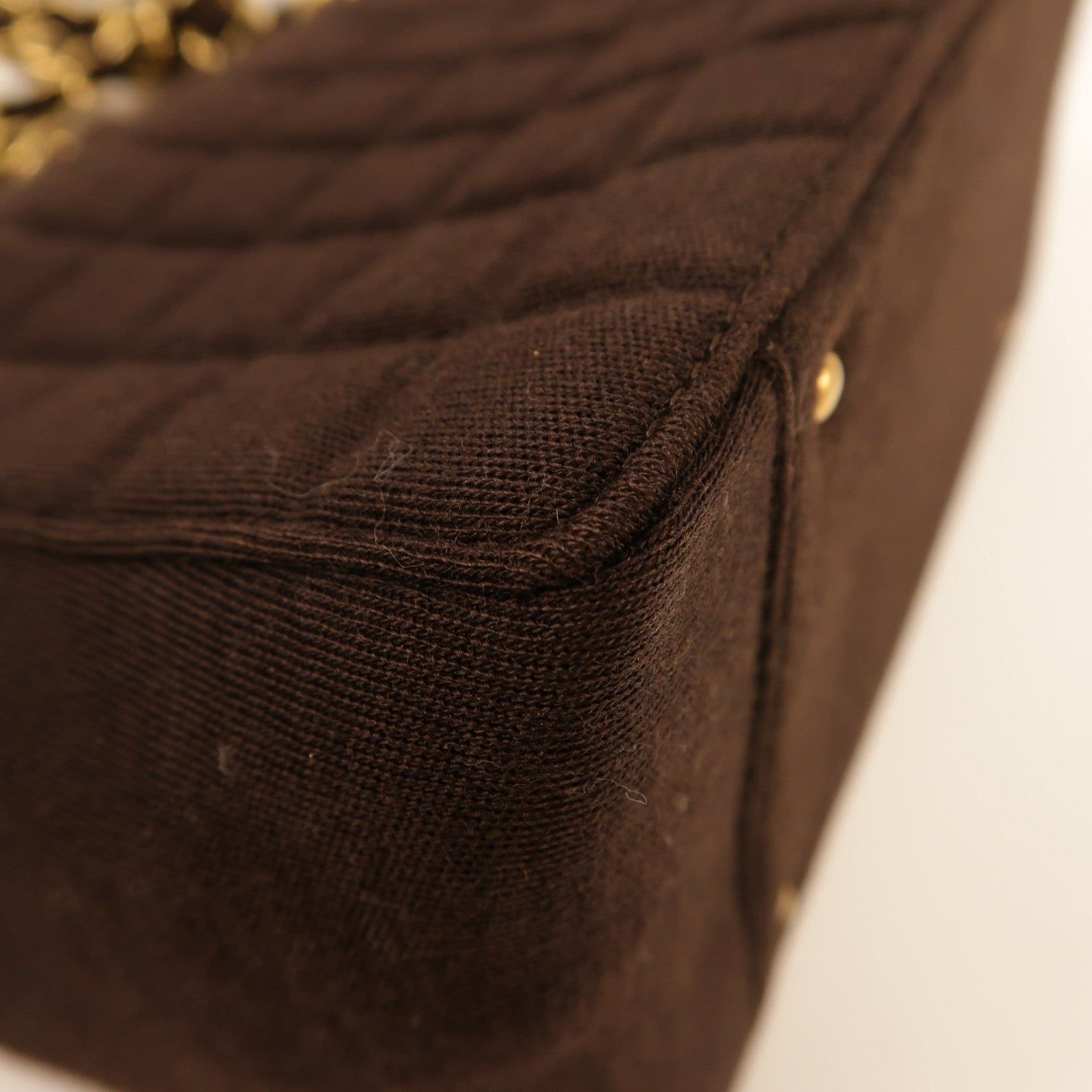 CHANEL CC Vintage Chain Shoulder Bag Canvas Brown