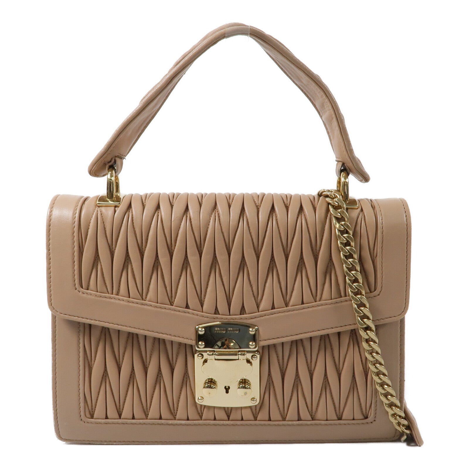 Miu Miu 羊皮皮革2 Way Shoulder鏈帶手挽肩背兩用袋