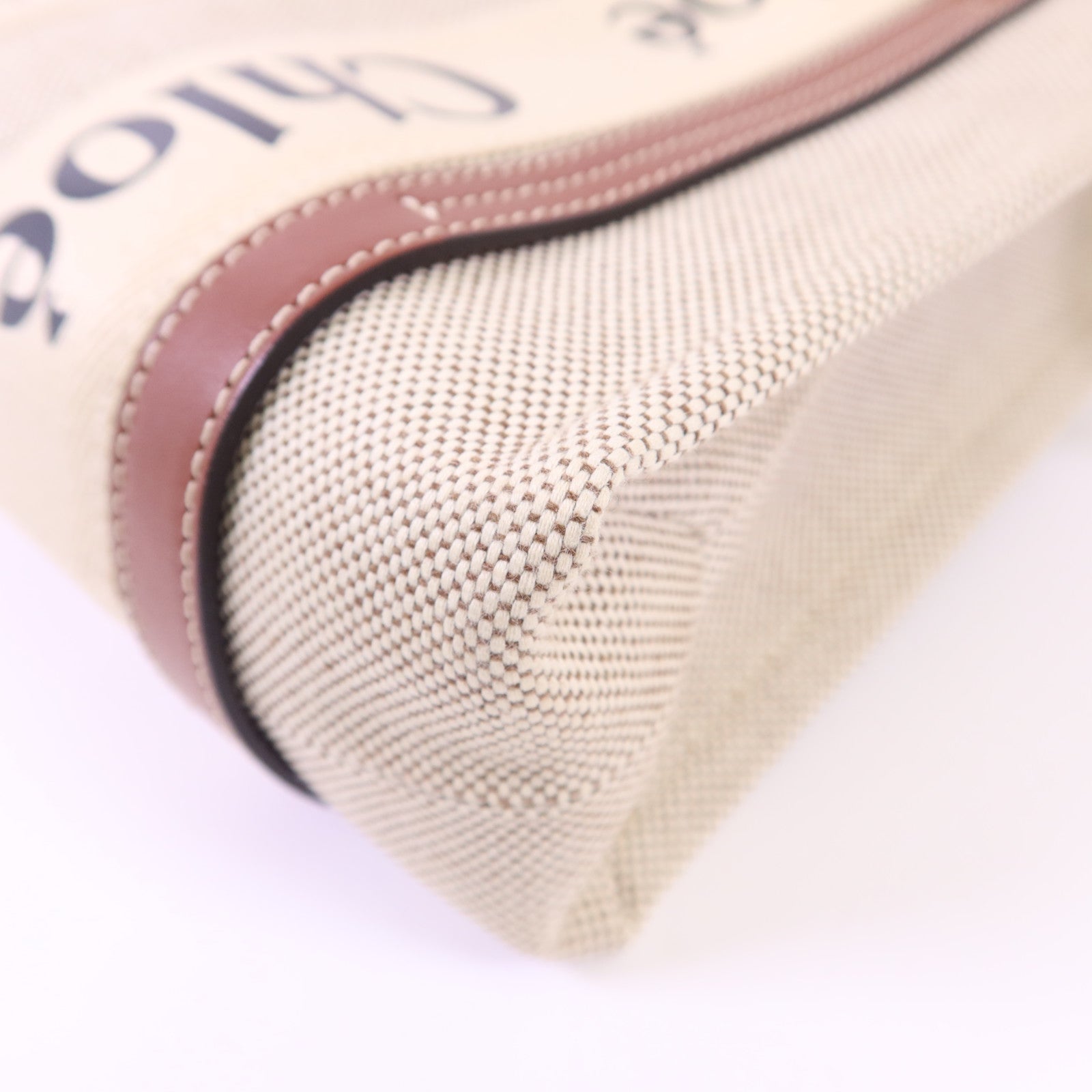 Chloe 帆布Woody Small金扣手挽肩背兩用袋