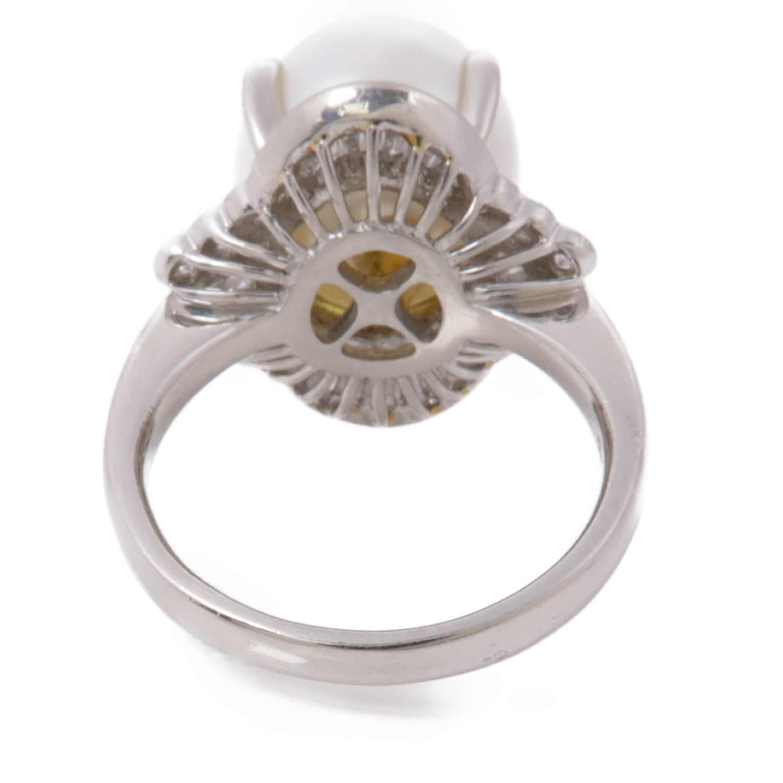 JEWELRY PT900鉑金Pearl Diamond Ring珍珠/鑽石戒指US#6
