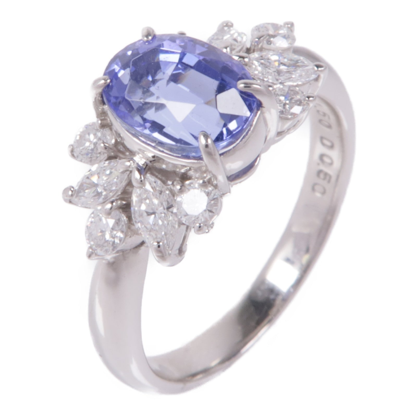 JEWELRY 【激減優惠】PT900鉑金Tanzanite/Diamond Ring坦桑石/鑽石戒指US#6.75