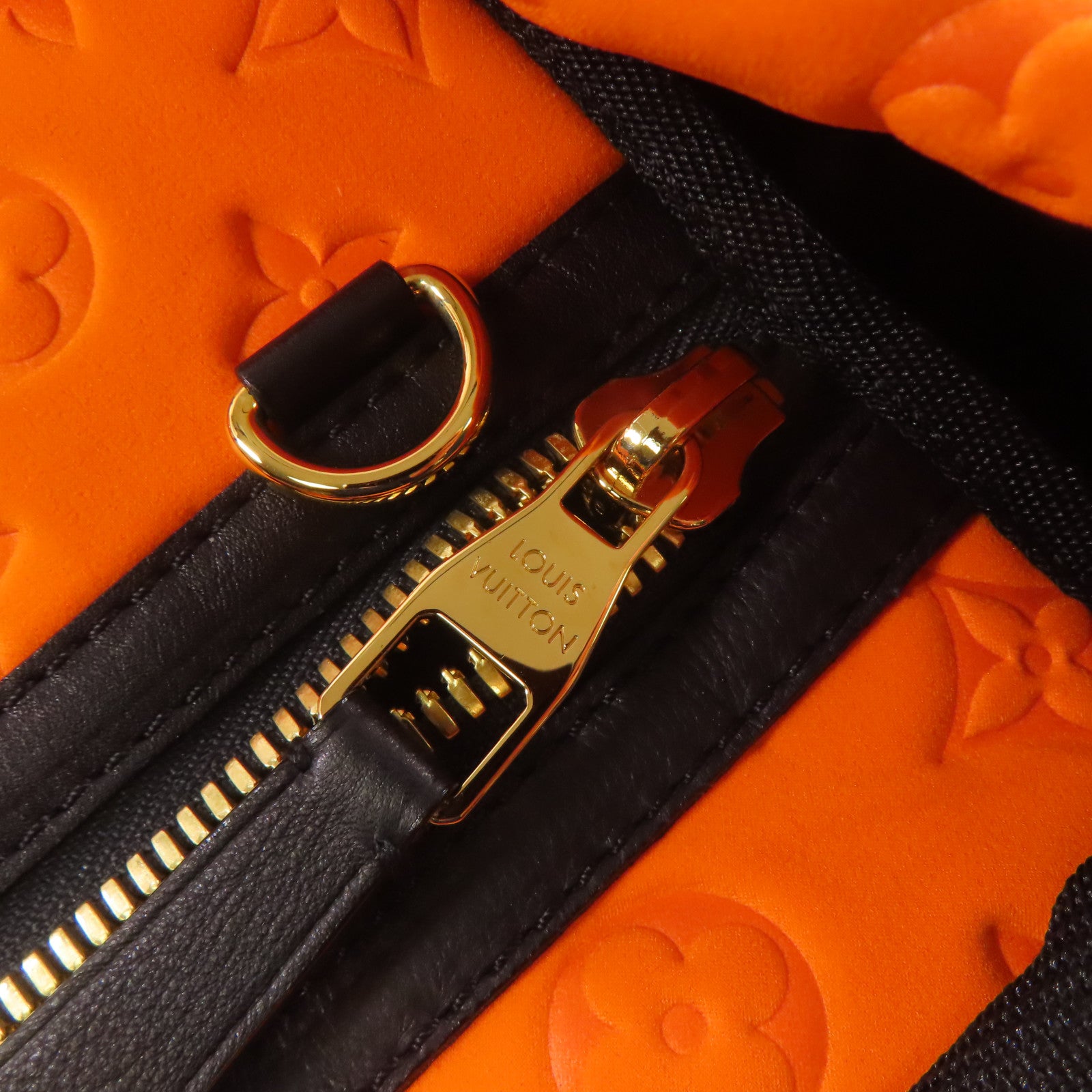 LOUIS VUITTON Monogram Neoprene Scaba MM金扣手挽袋橙色