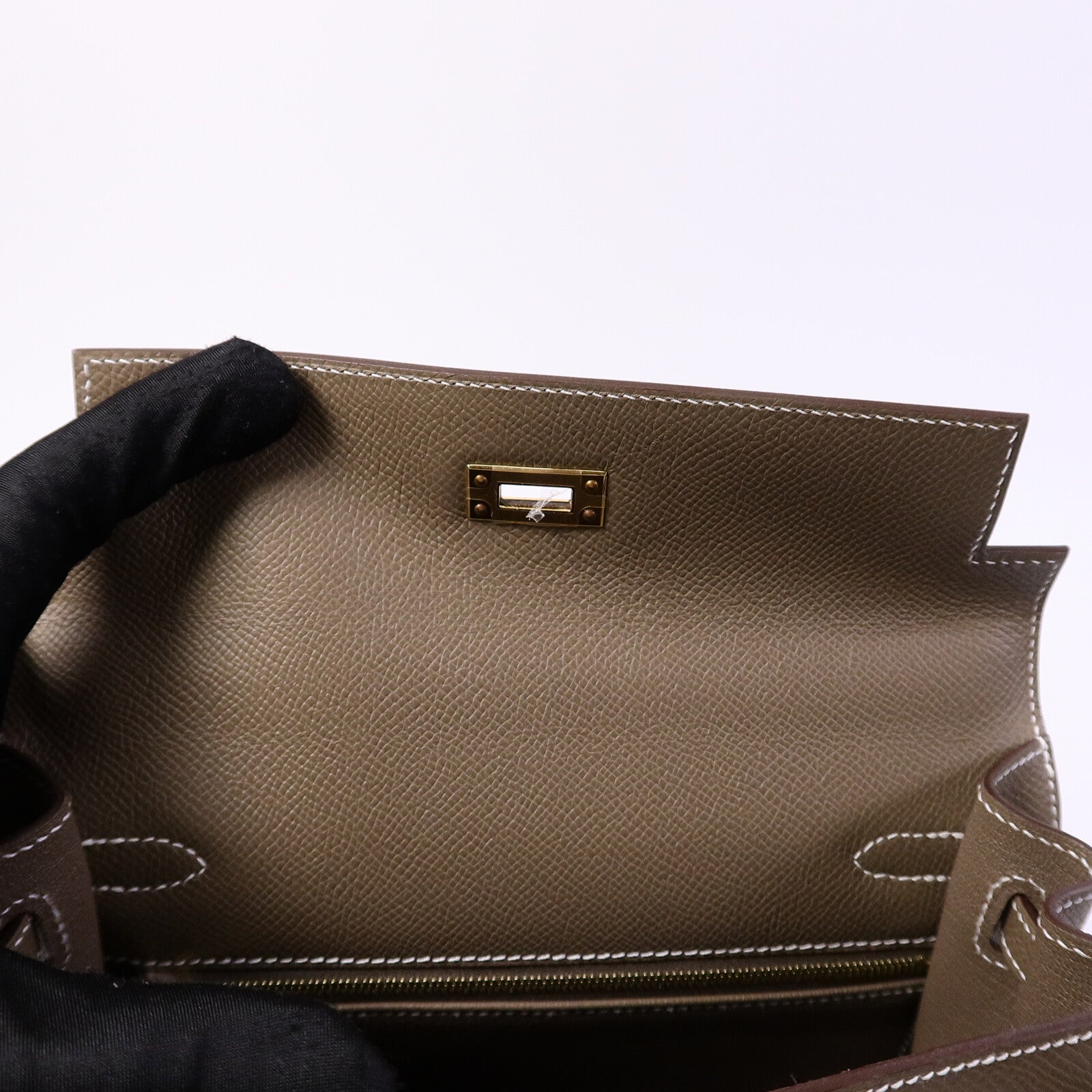 HERMES Epsom皮革Kelly 25手挽肩背兩用袋Etoupe