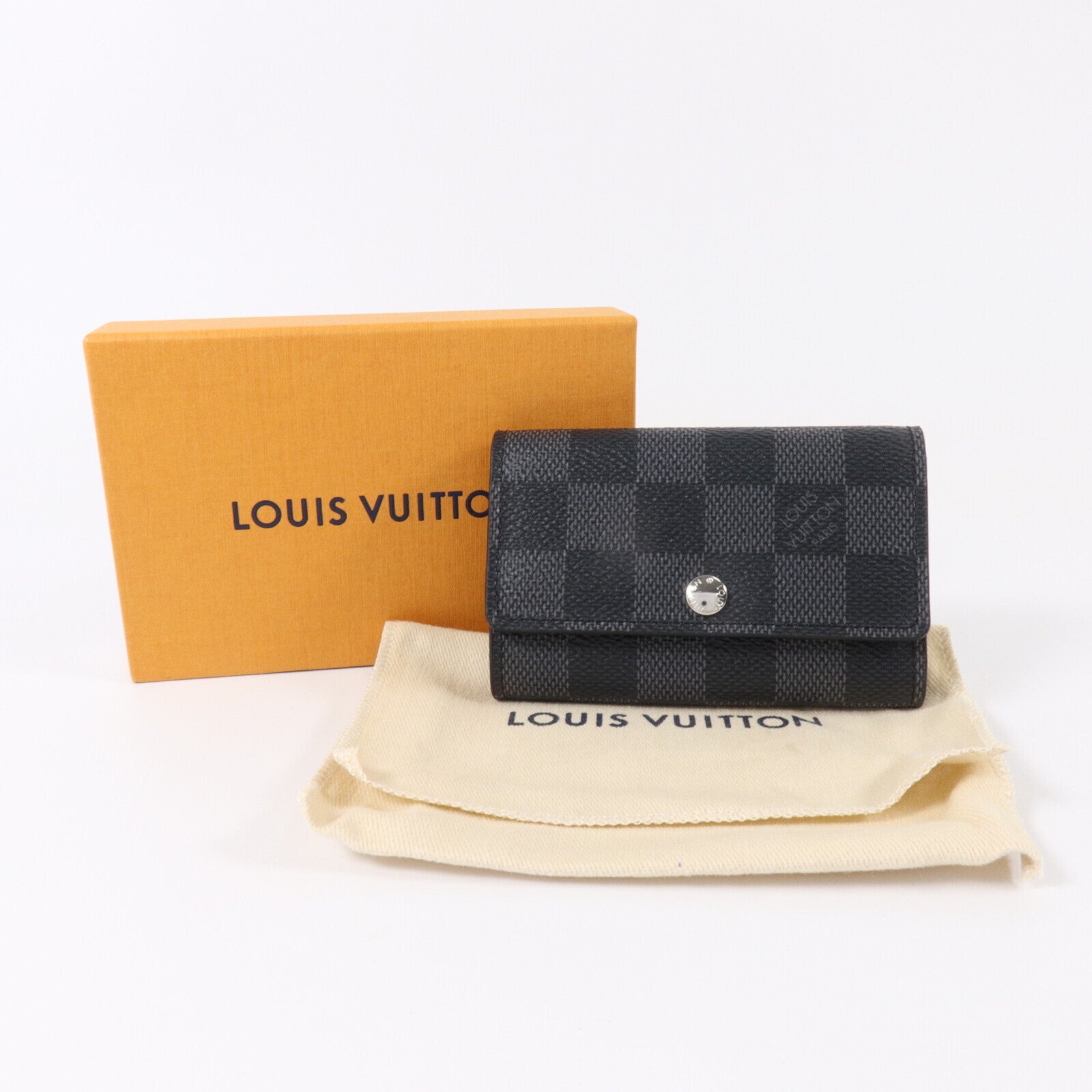 LOUIS VUITTON Damier Graphite Key Case 6銀扣鎖匙套