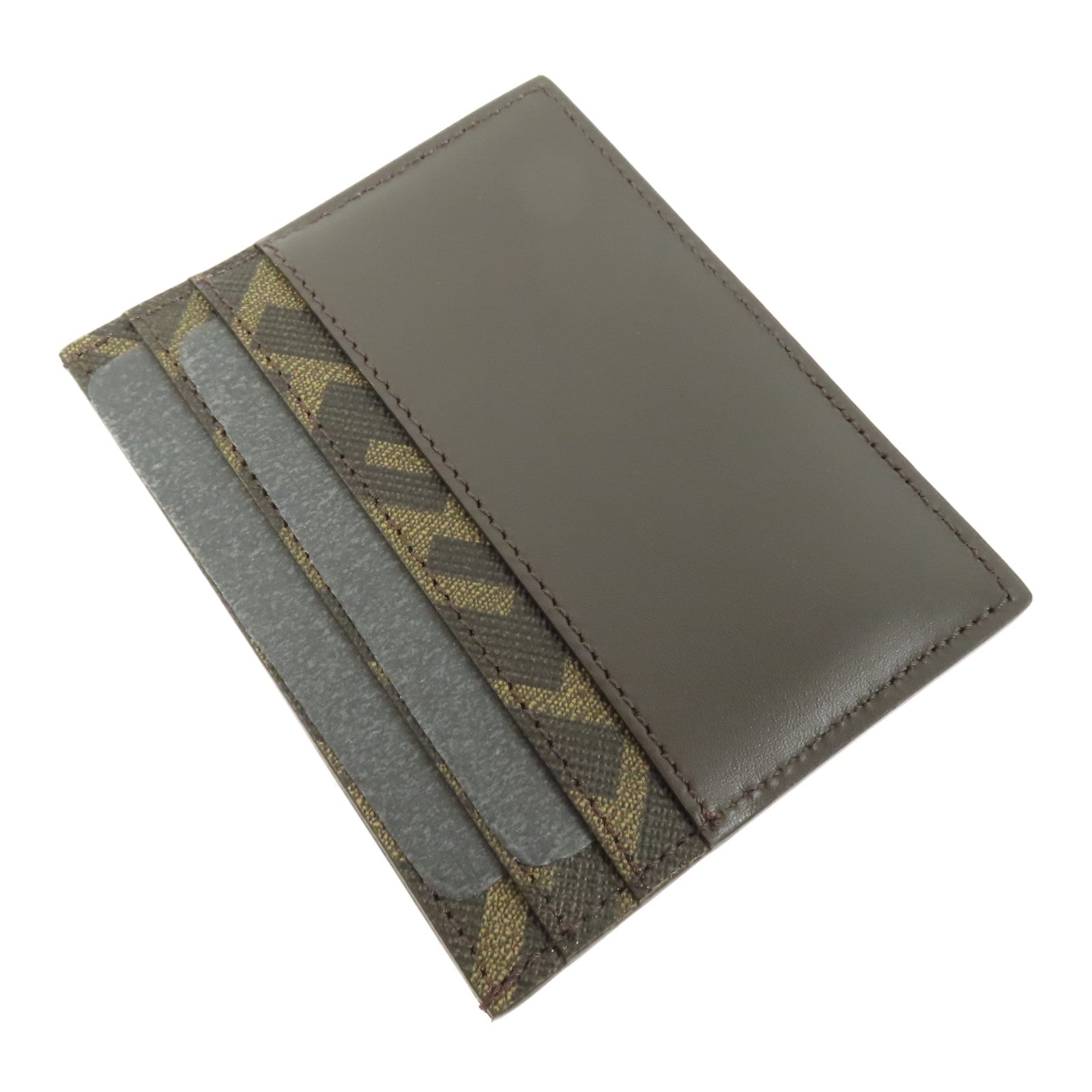 FENDI 【激減優惠】牛皮皮革/塗層帆布FF Squared Card Holder銀扣卡片套