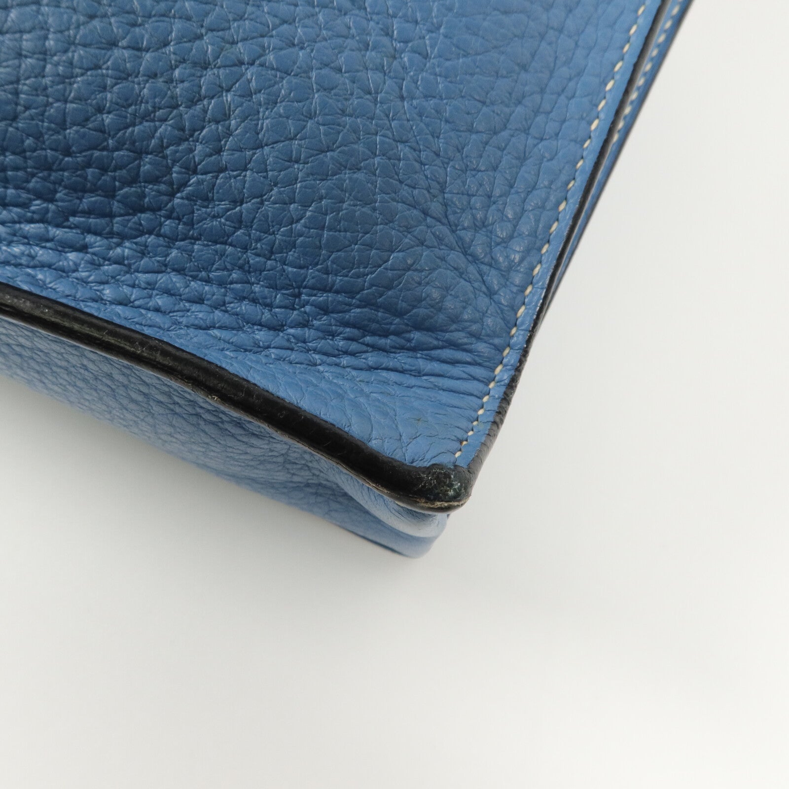 HERMES Clemence皮革Sack Adepeche手挽袋Bleu Jean