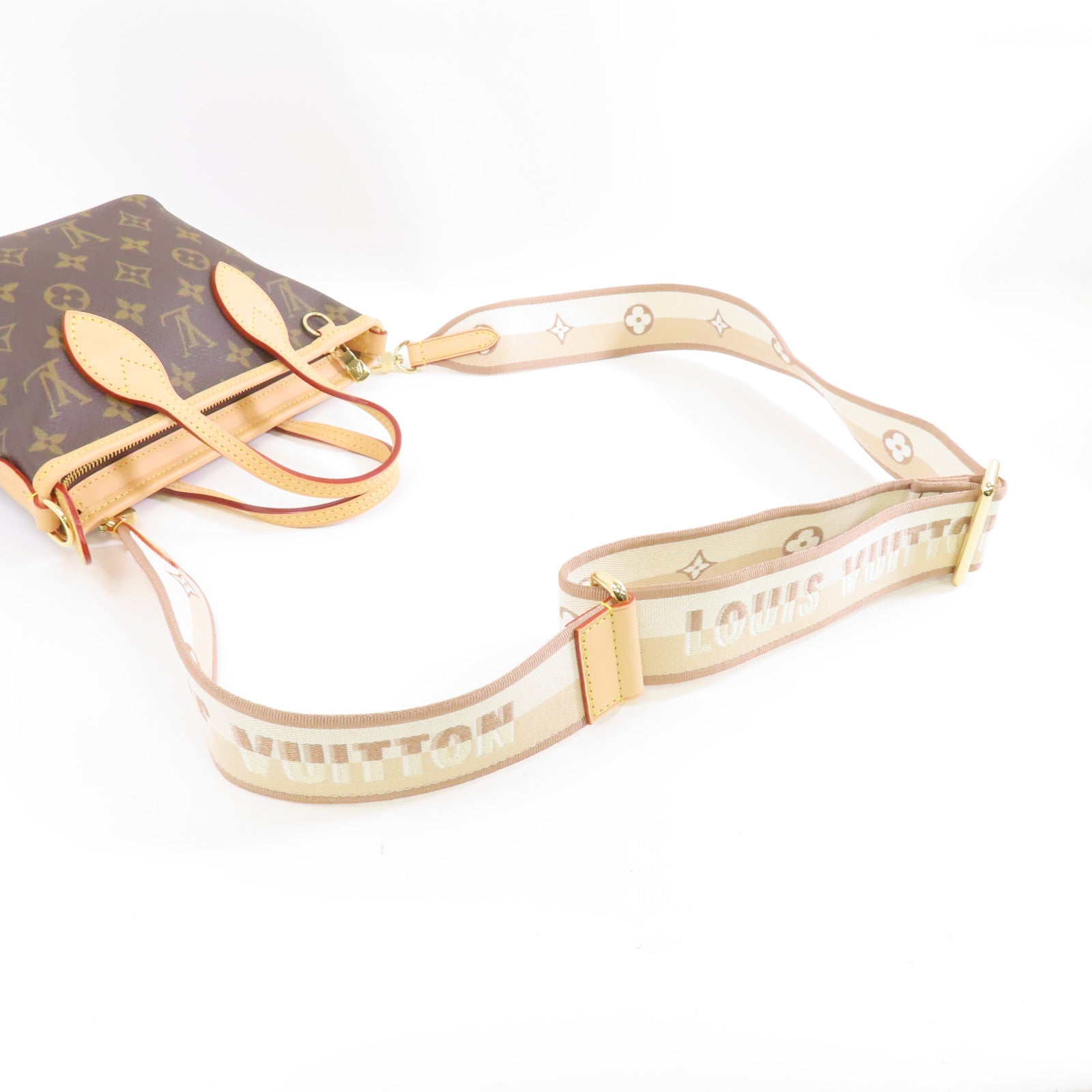 LOUIS VUITTON Monogram Neverfull BB金扣手挽肩背兩用袋棕色