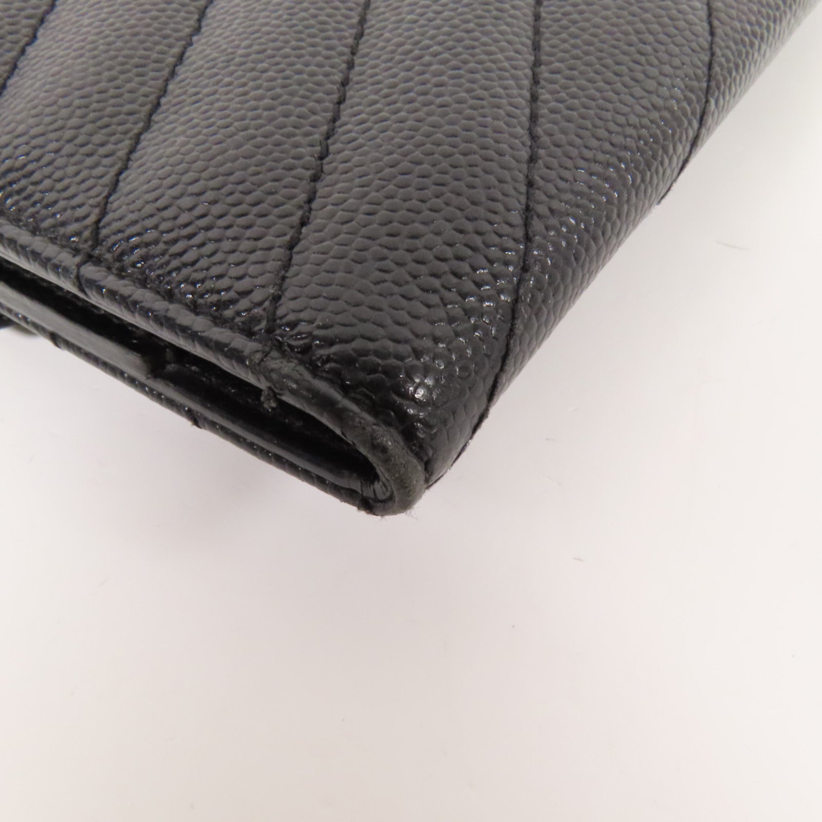 YVES SAINT LAURENT 牛皮皮革Fold Wallet銀扣錢包