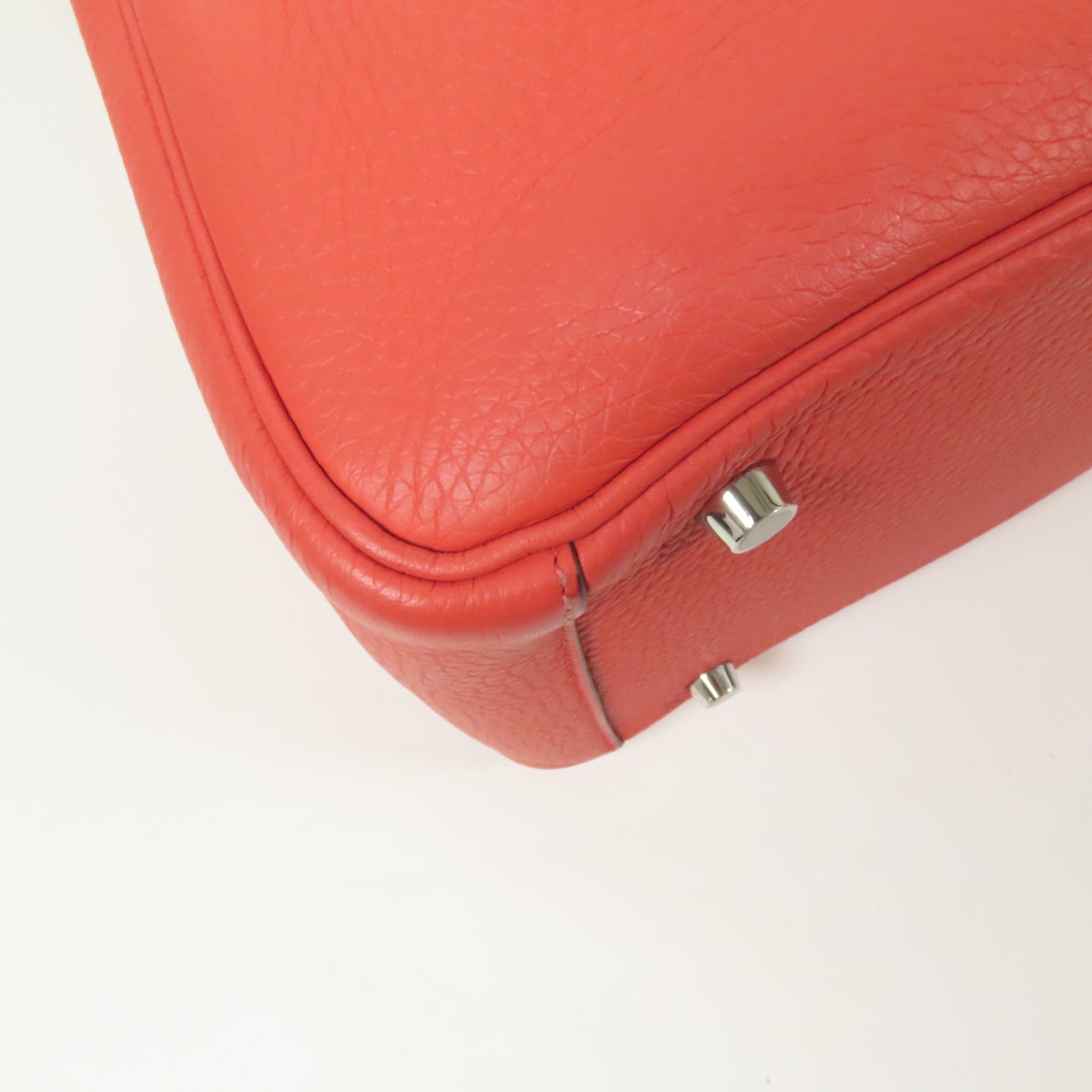 HERMES 【激減優惠】Clemence皮革Lindy 30銀扣手挽肩背兩用袋Red