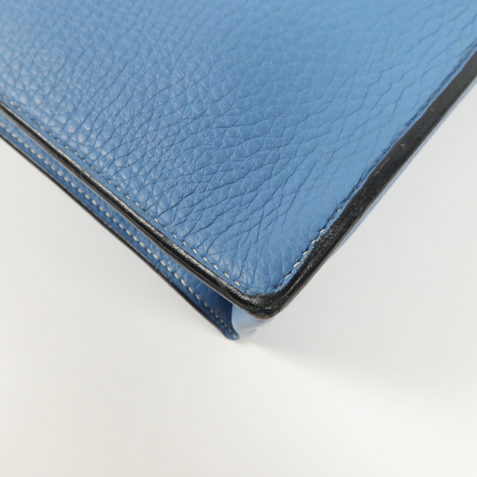 HERMES Clemence皮革Sack Adepeche手挽袋Bleu Jean