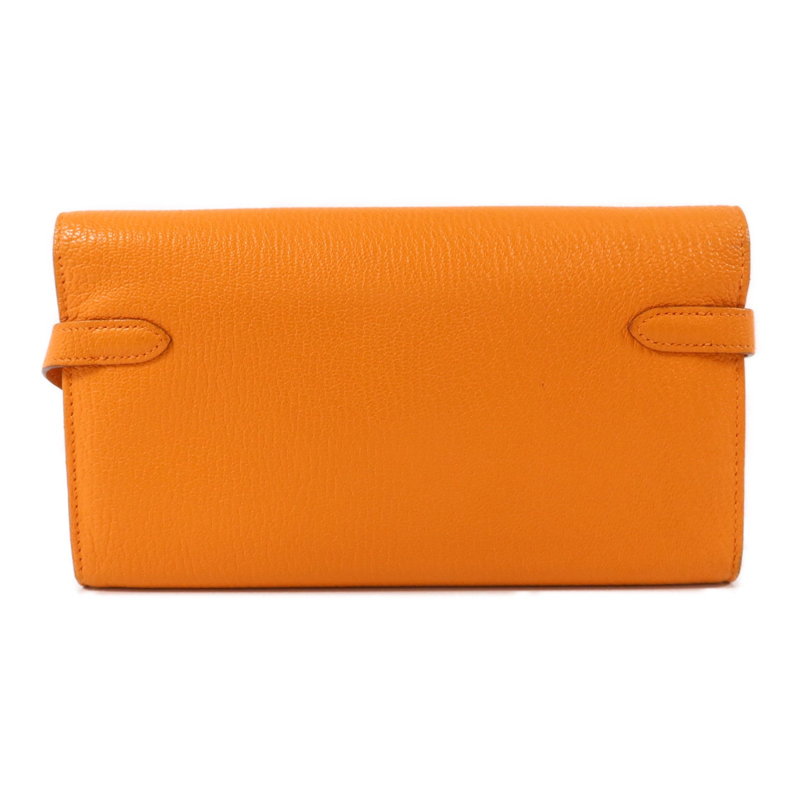 HERMES Chevre皮革Kelly Long Wallet長錢包Orange