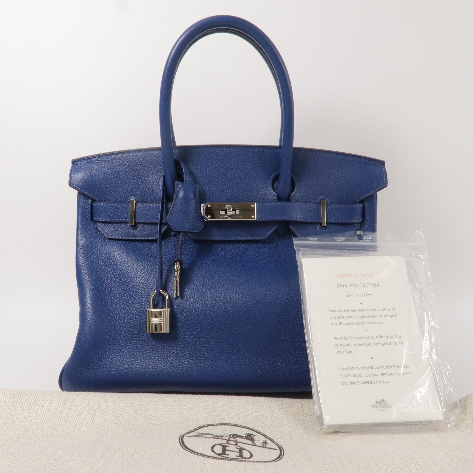 HERMES Novillo皮革Birkin 30手挽袋Deep Bleu